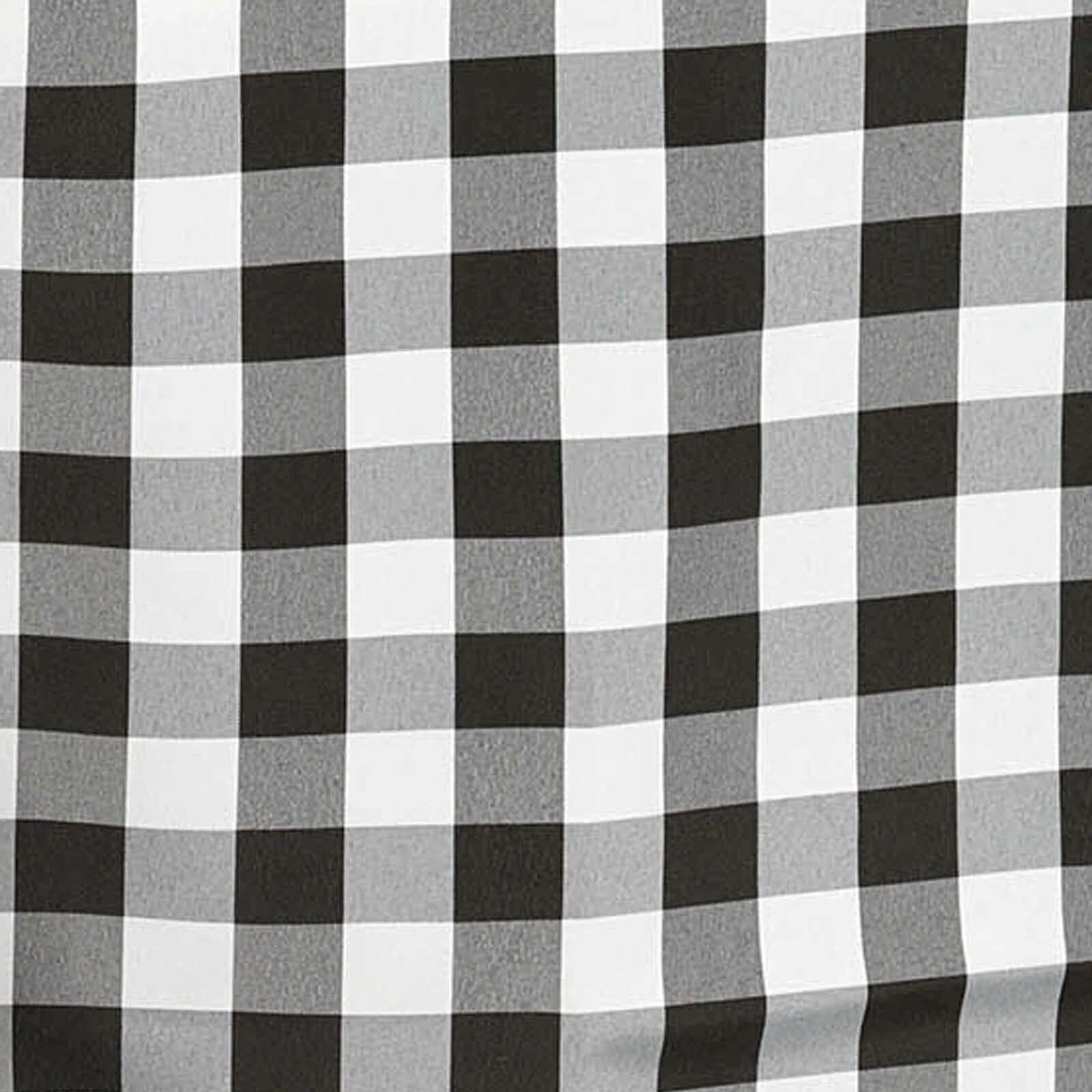 Polyester Round Tablecloth 120" White/Black Checkered Buffalo Plaid Design - Seamless Rustic Table Cover - Image 6