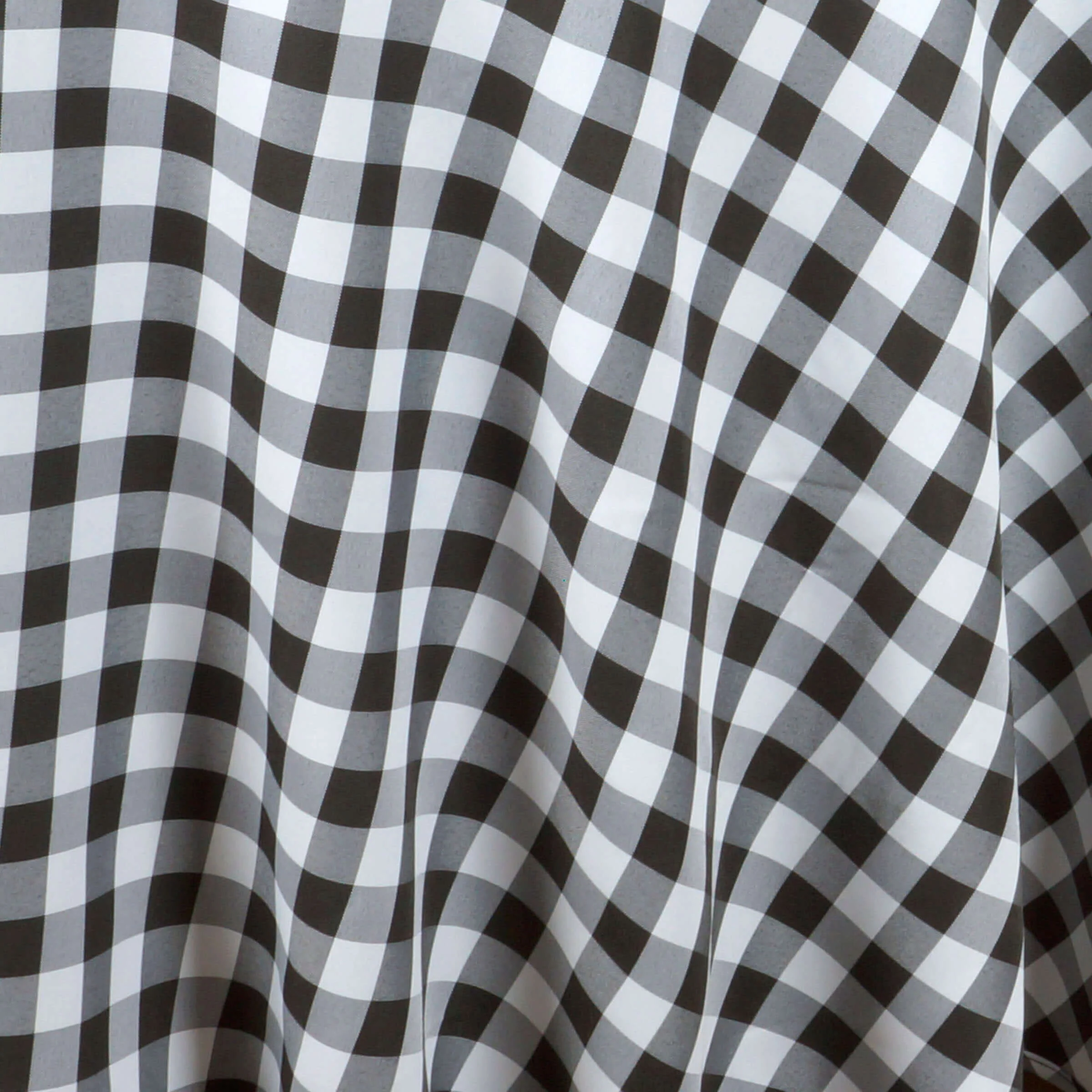 Polyester Round Tablecloth 120" White/Black Checkered Buffalo Plaid Design - Seamless Rustic Table Cover - Image 7