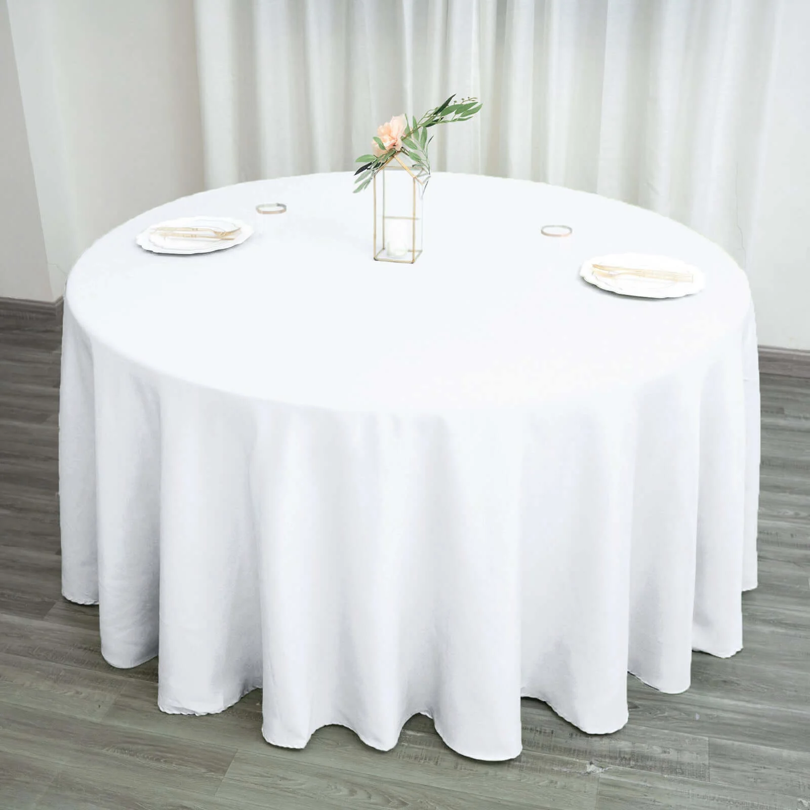 Polyester Round Tablecloth 120" White - Durable & Seamless Design for Polished Event Styling - Image 6