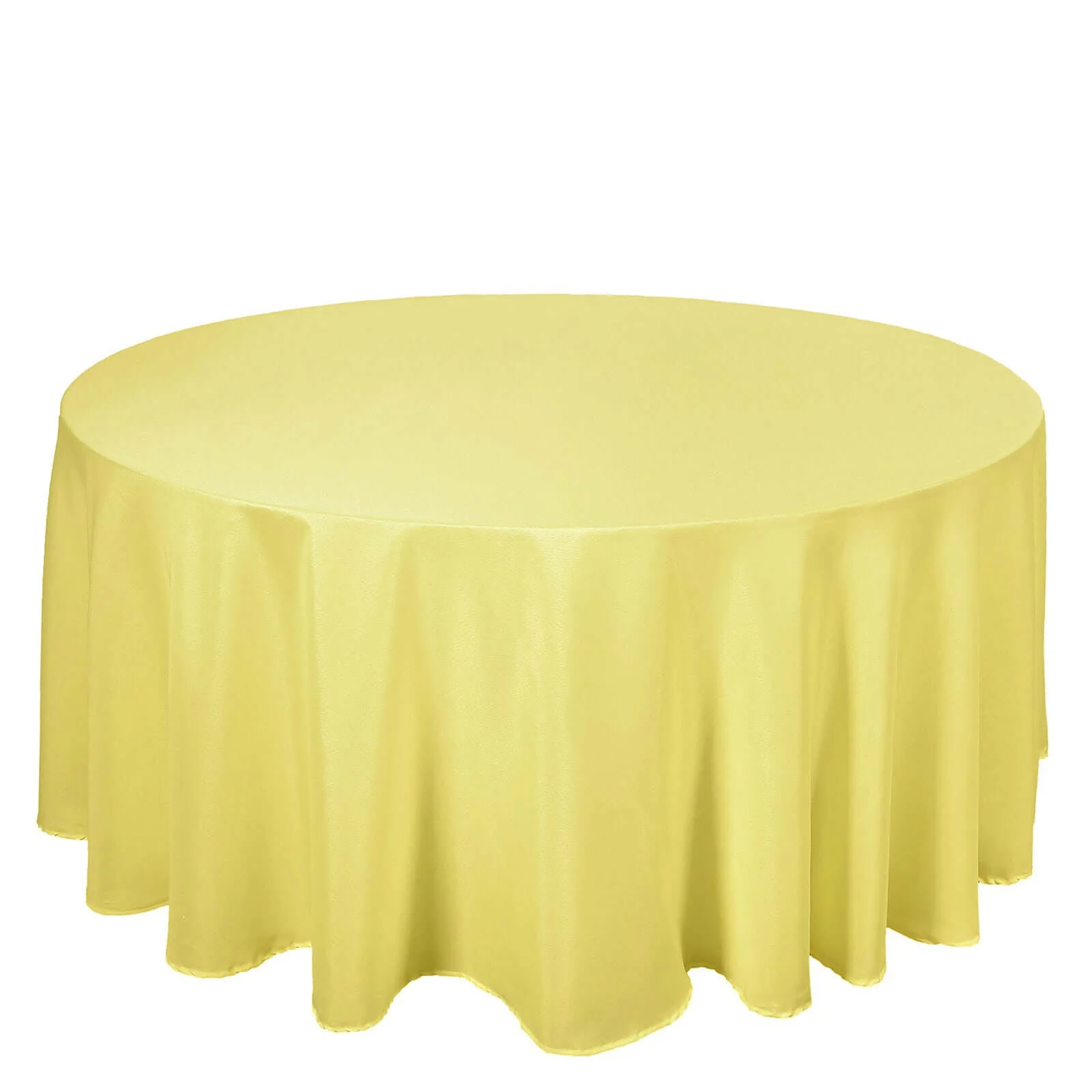 Polyester Round Tablecloth 120" Yellow - Durable & Seamless Table Cover - Image 2