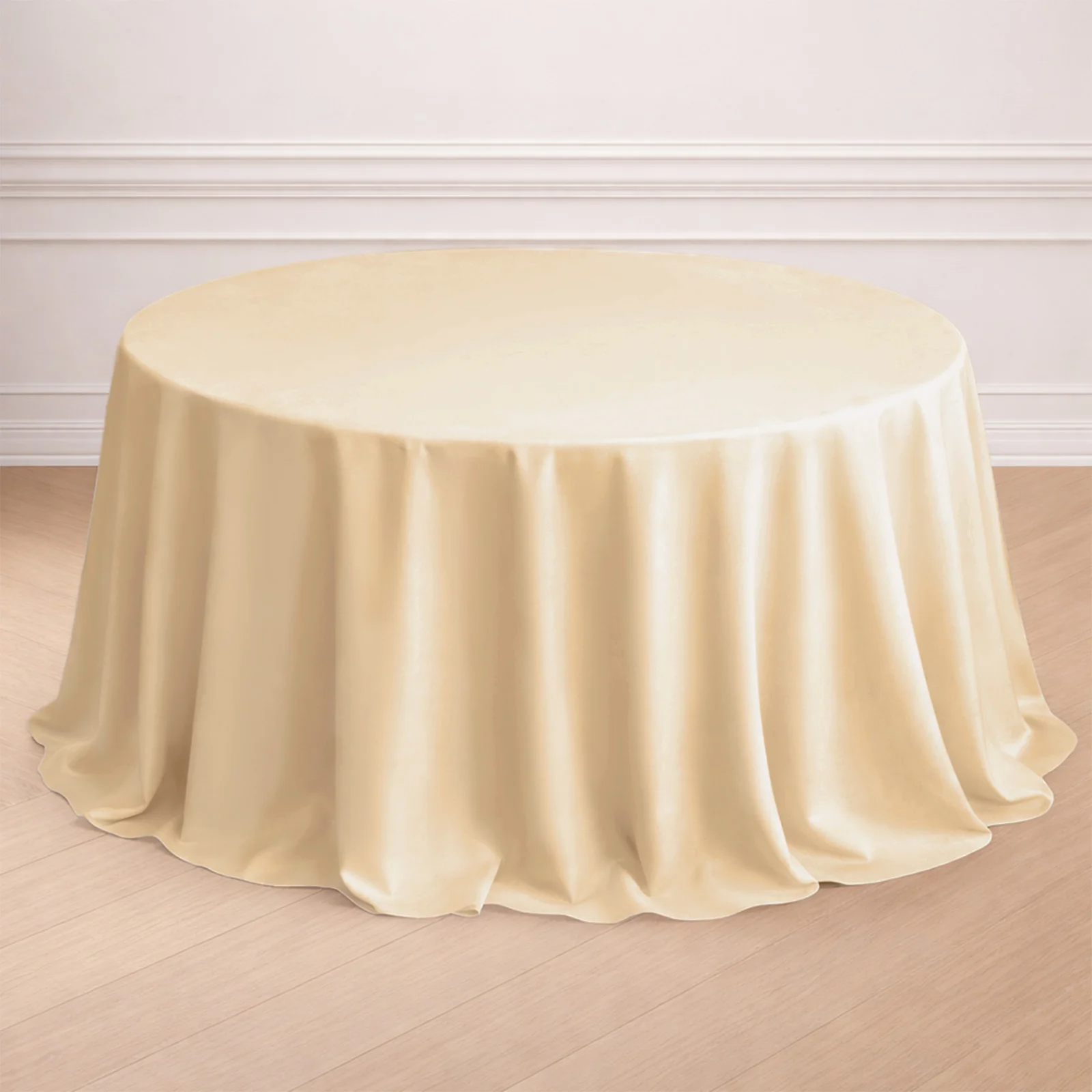 Polyester Round Tablecloth 132" Beige - Seamless Finish Table Cover