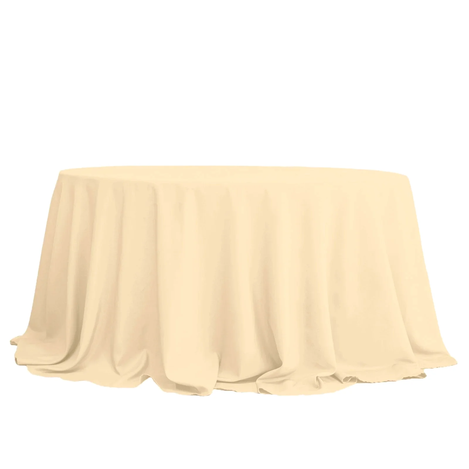 Polyester Round Tablecloth 132" Beige - Seamless Finish Table Cover - Image 2