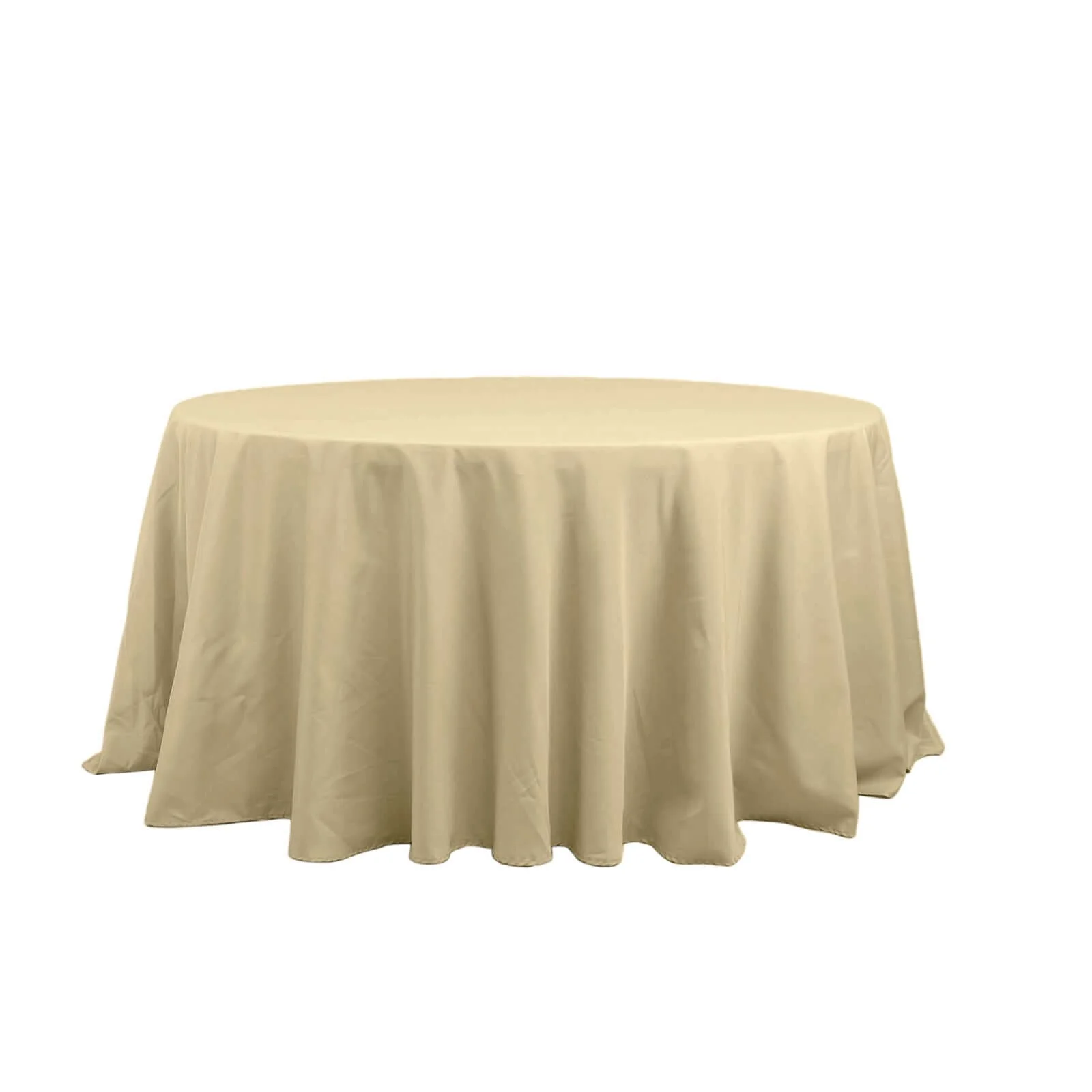 Polyester Round Tablecloth 132" Champagne - Seamless Finish Table Cover - Image 2