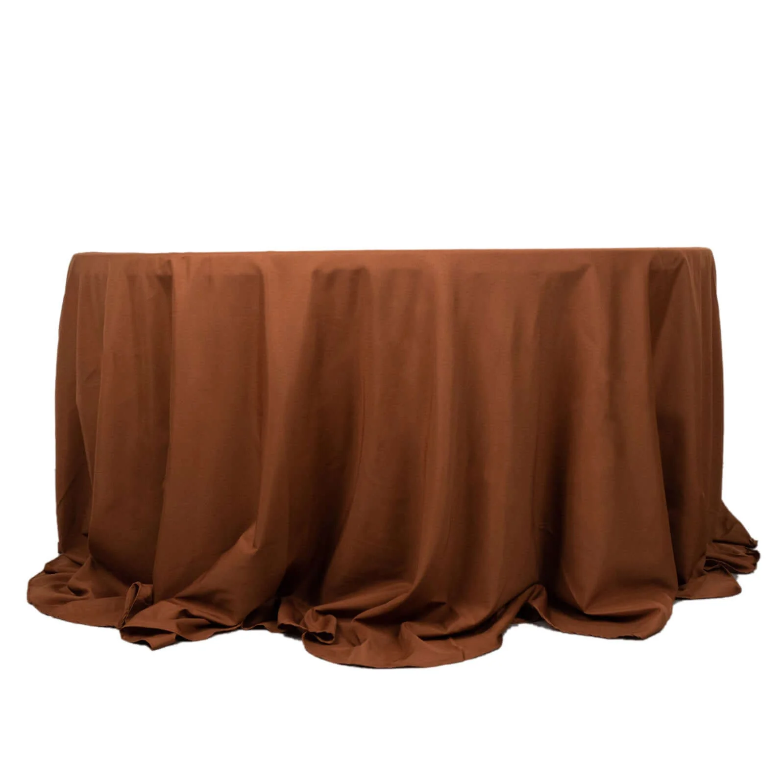 Polyester Round Tablecloth 132" Cinnamon Brown - Seamless Finish Table Cover - Image 2