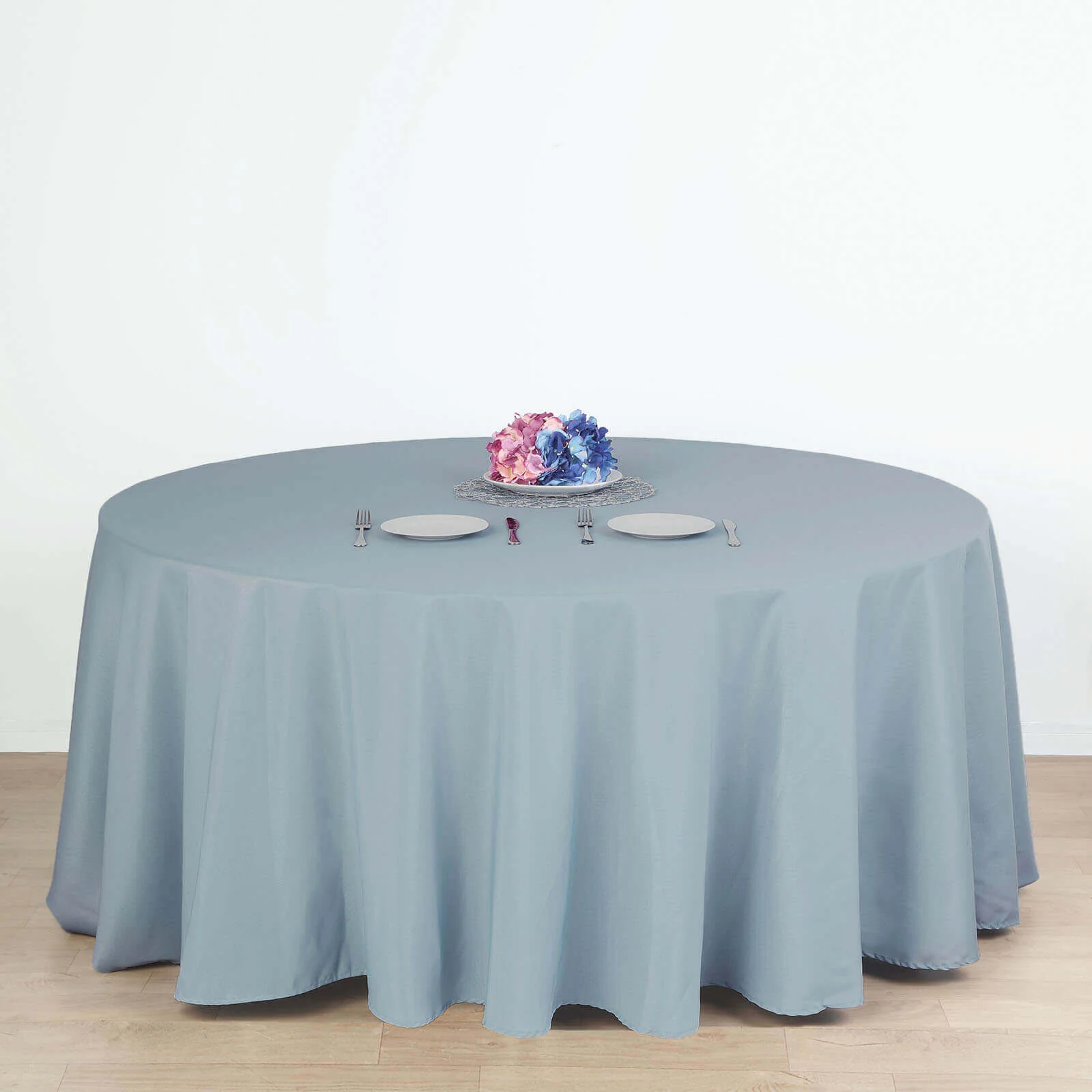 Polyester Round Tablecloth 132" Dusty Blue - Seamless Finish Table Cover