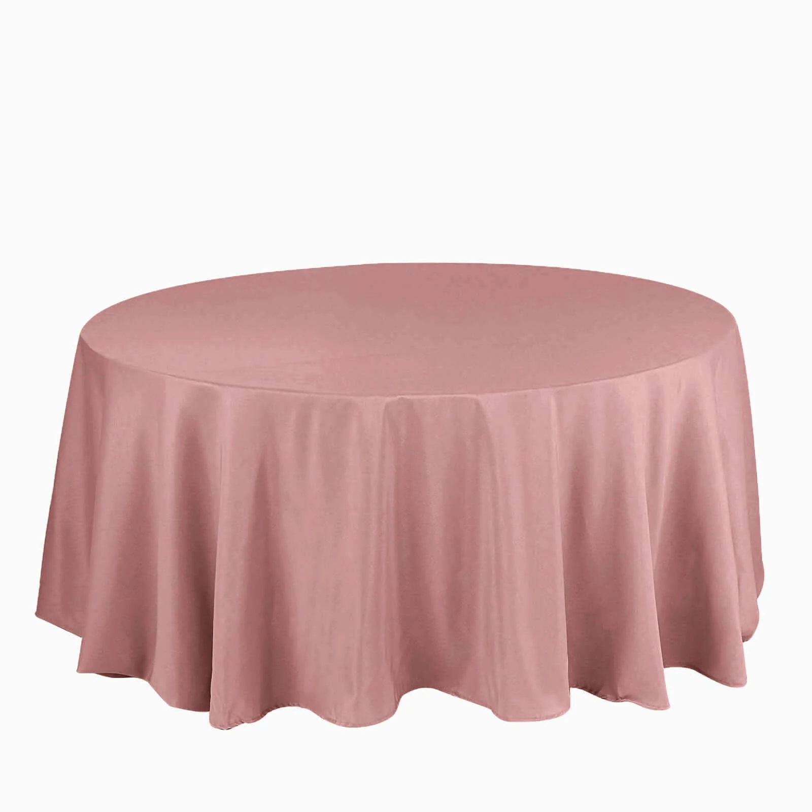 Polyester Round Tablecloth 132" Dusty Rose - Seamless Finish Table Cover - Image 2