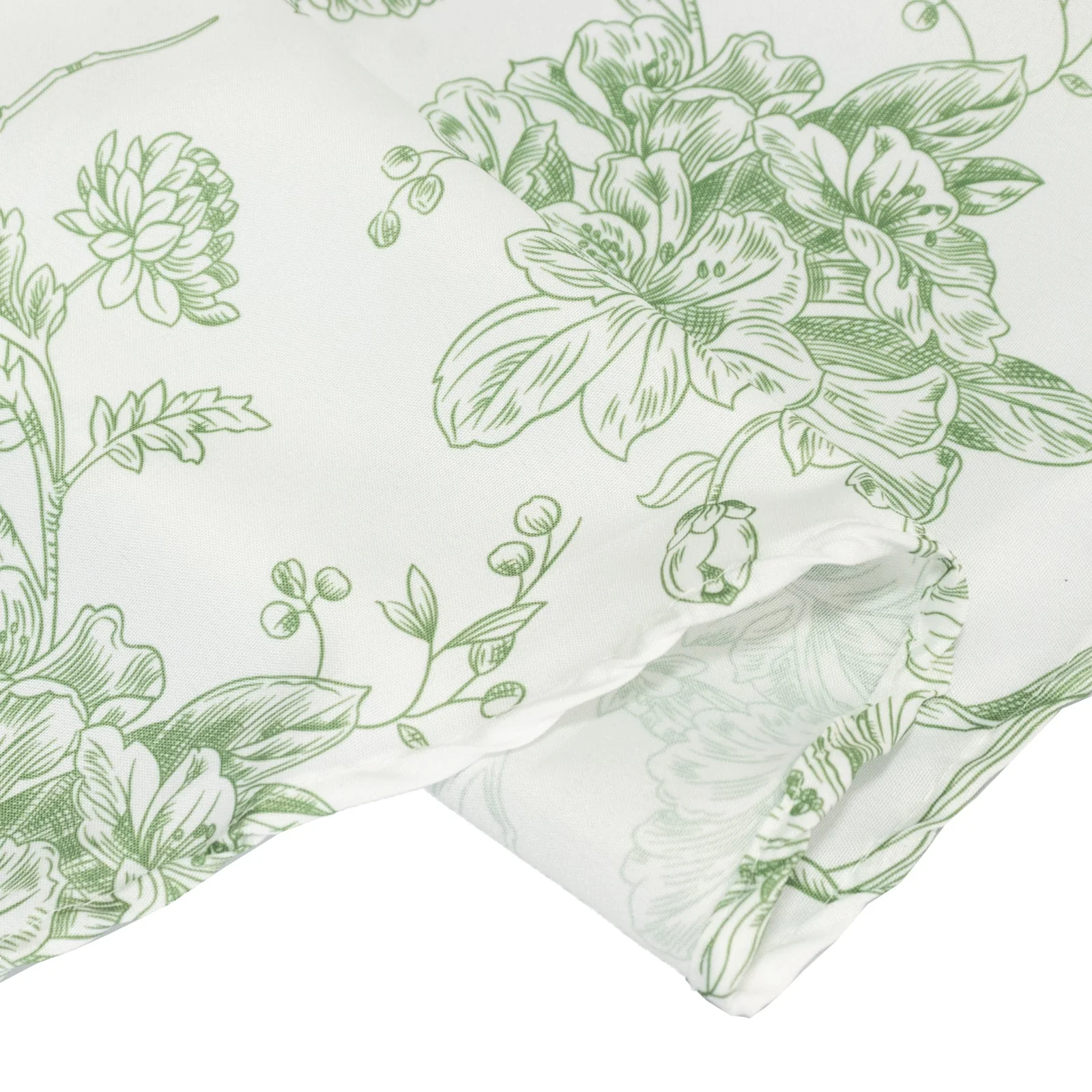 Polyester Round Tablecloth 132" White with Dusty Sage Green French Toile Pattern - Sophisticated Table Cover for Chic Weddings & Events - Image 4