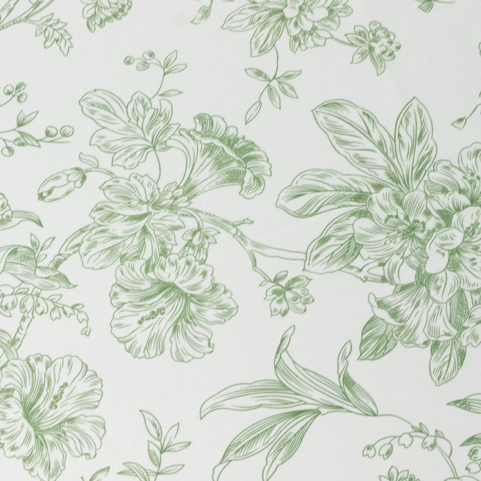 Polyester Round Tablecloth 132" White with Dusty Sage Green French Toile Pattern - Sophisticated Table Cover for Chic Weddings & Events - Image 5