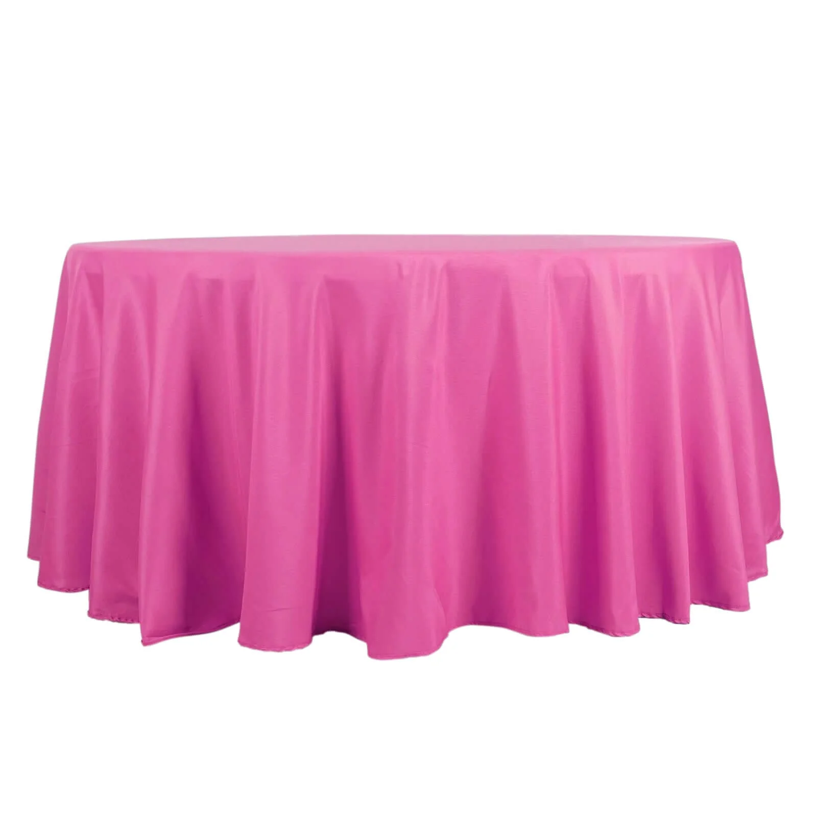 Polyester Round Tablecloth 132" Fuchsia - Seamless Finish Table Cover - Image 2