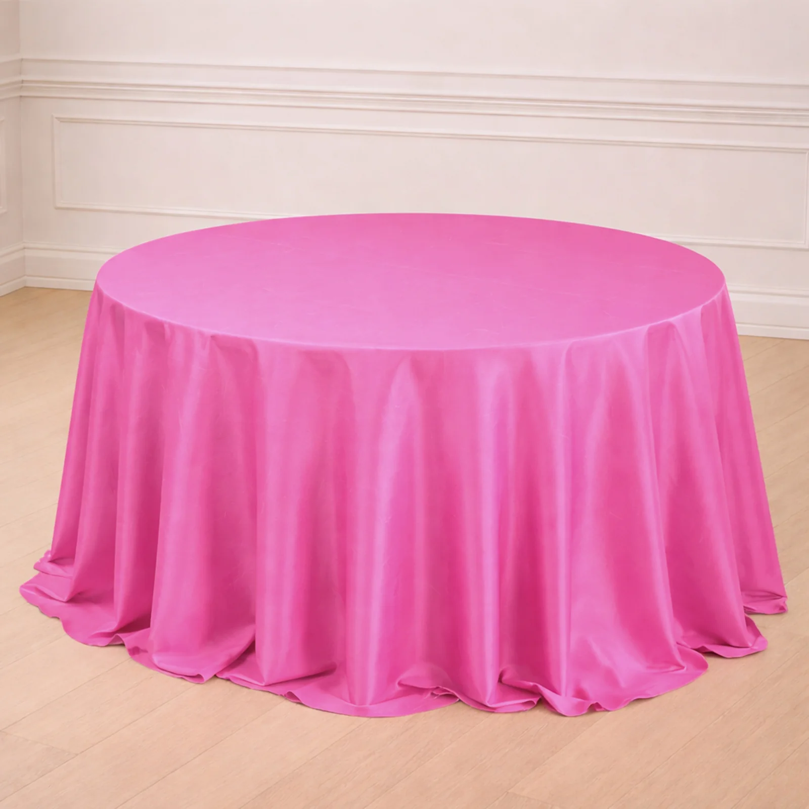Polyester Round Tablecloth 132" Fuchsia - Seamless Finish Table Cover - Image 6