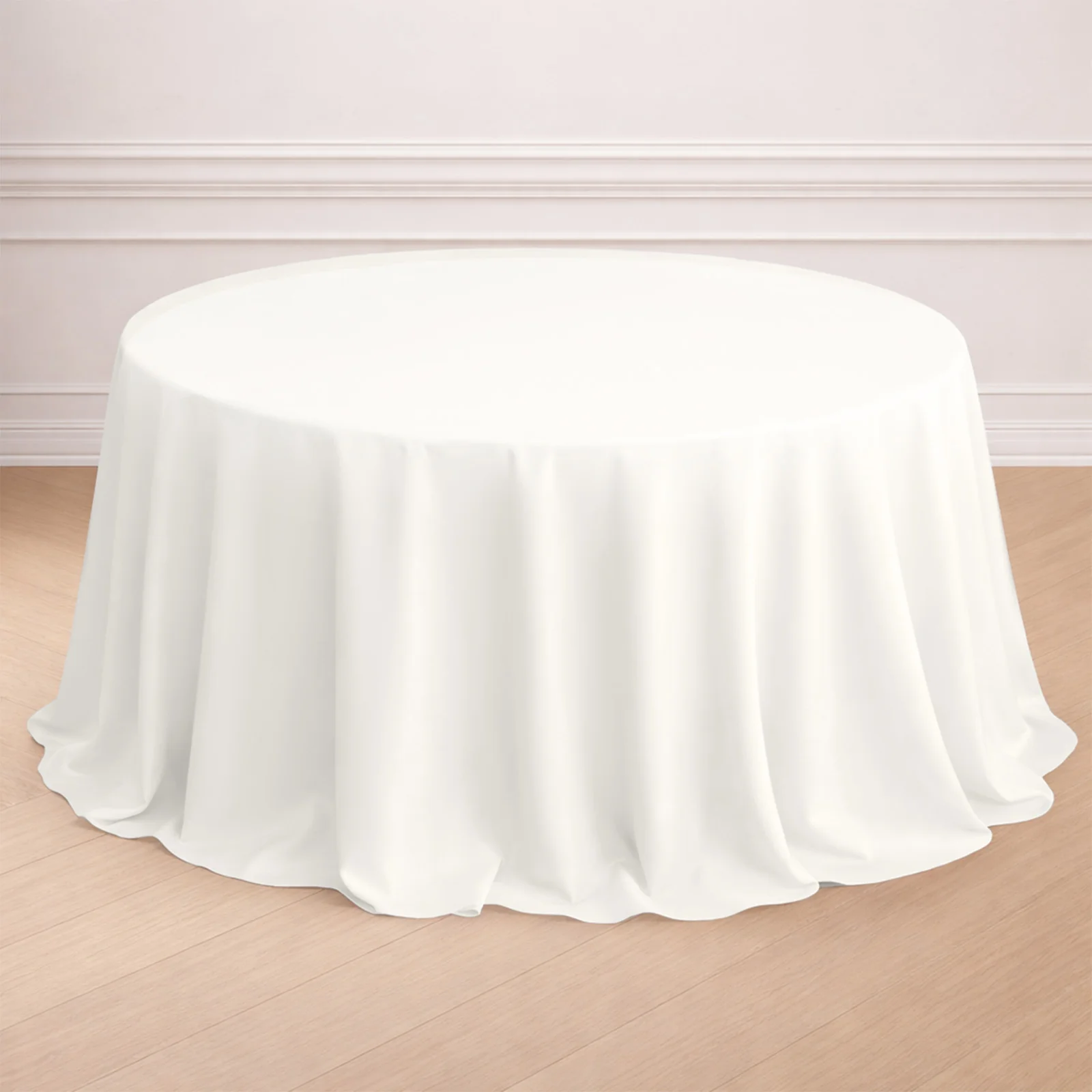 Polyester Round Tablecloth 132" Ivory - Seamless Finish Table Cover