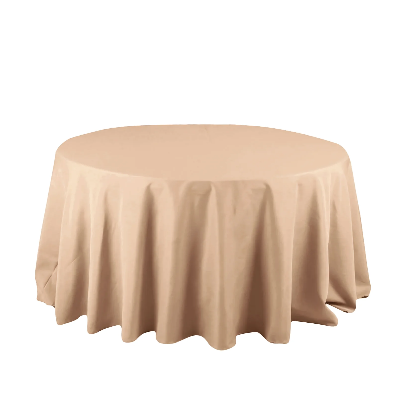 Polyester Round Tablecloth 132" Nude - Seamless Finish Table Cover - Image 2