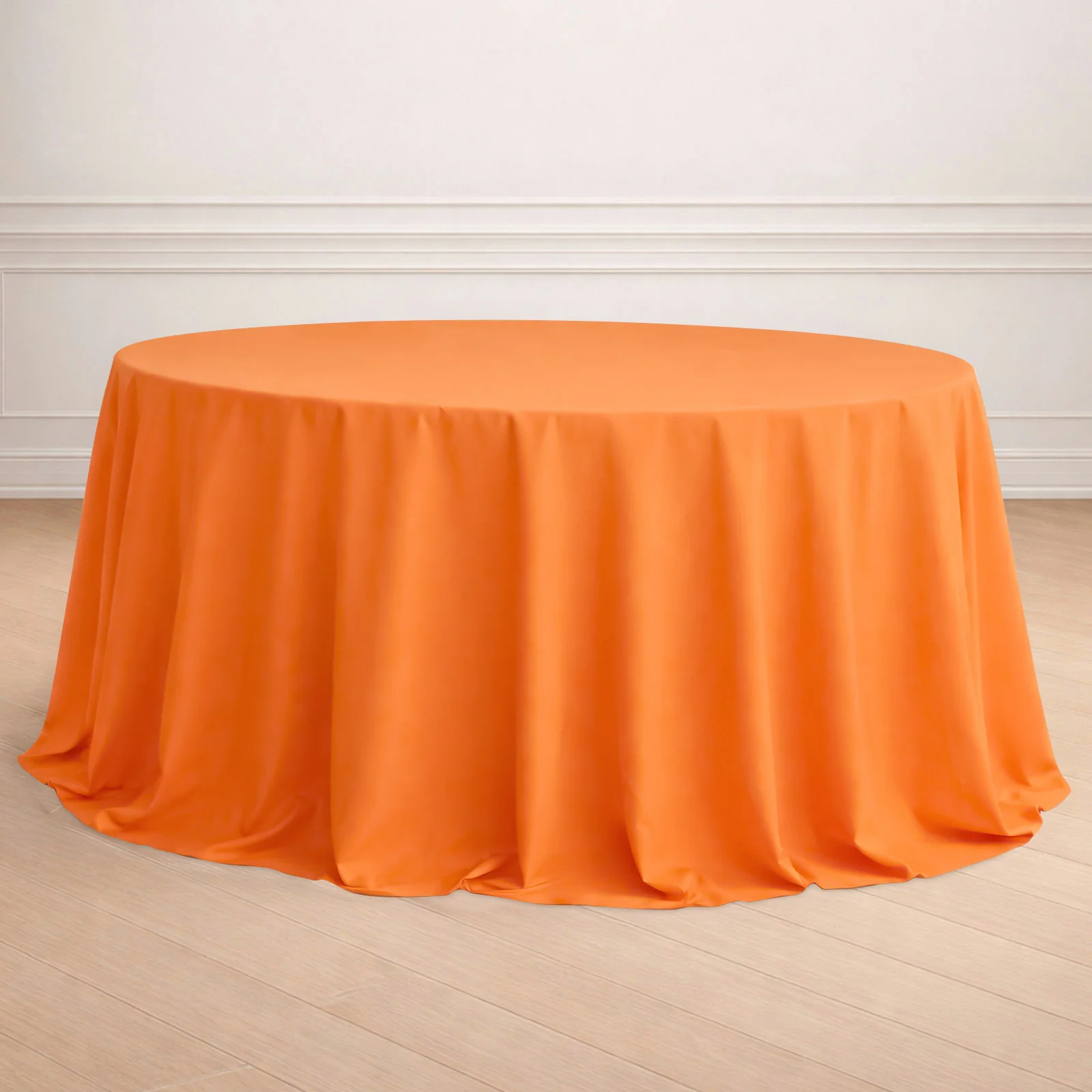 Polyester Round Tablecloth 132" Orange - Seamless Finish Table Cover - Image 7