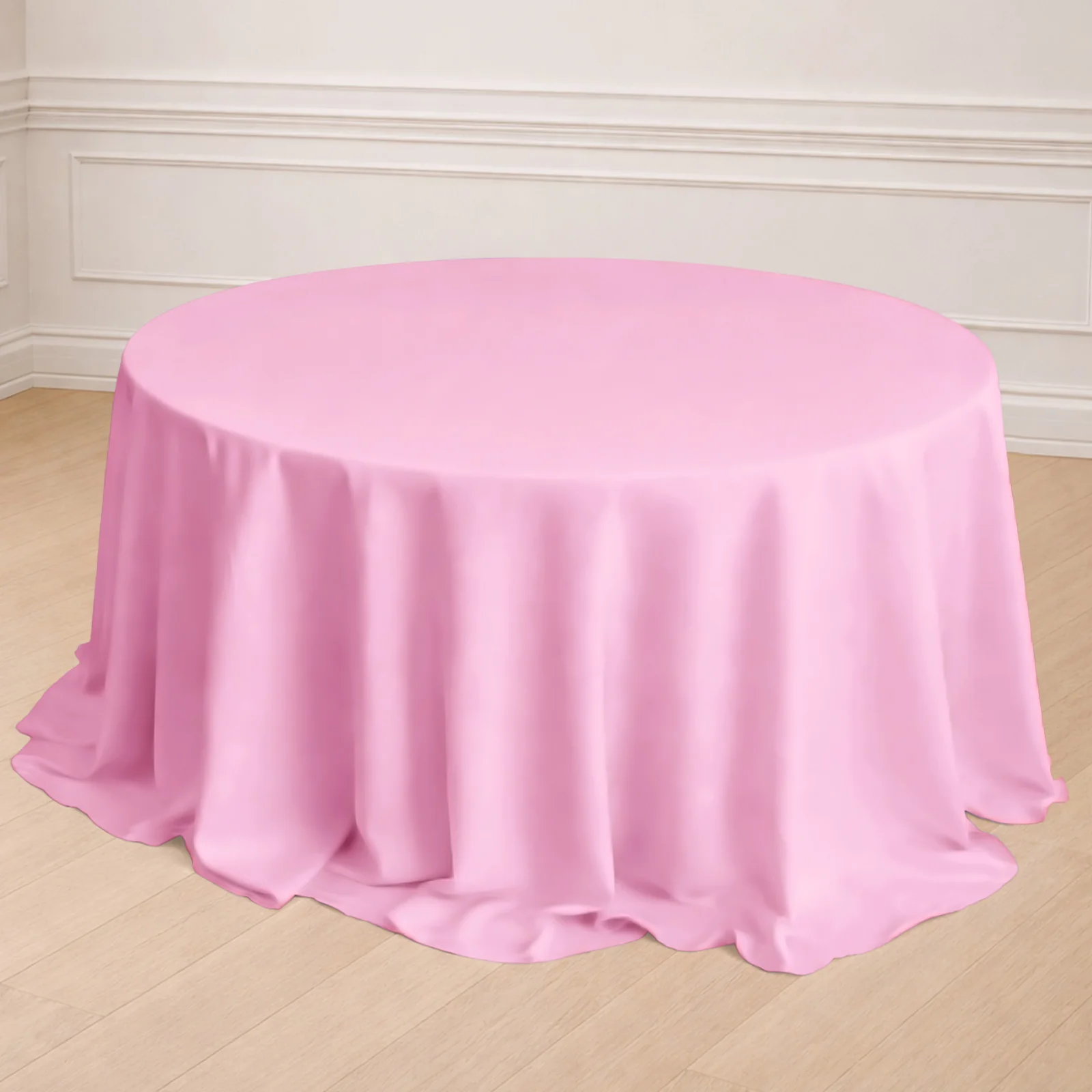Polyester Round Tablecloth 132" Pink - Seamless Finish Table Cover - Image 6