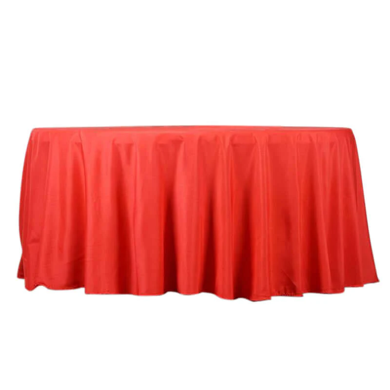 Polyester Round Tablecloth 132" Red - Seamless Finish Table Cover - Image 2