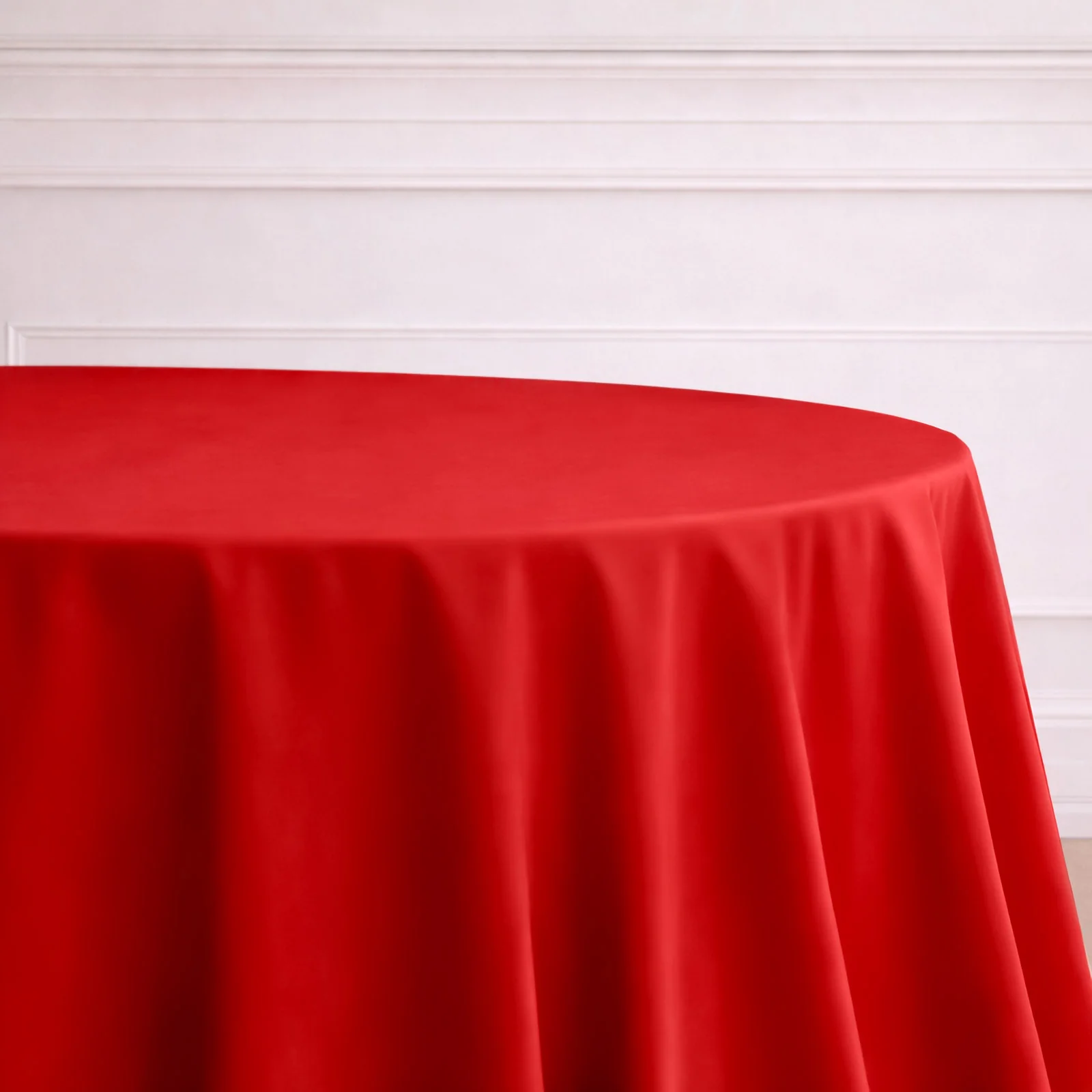 Polyester Round Tablecloth 132" Red - Seamless Finish Table Cover - Image 5