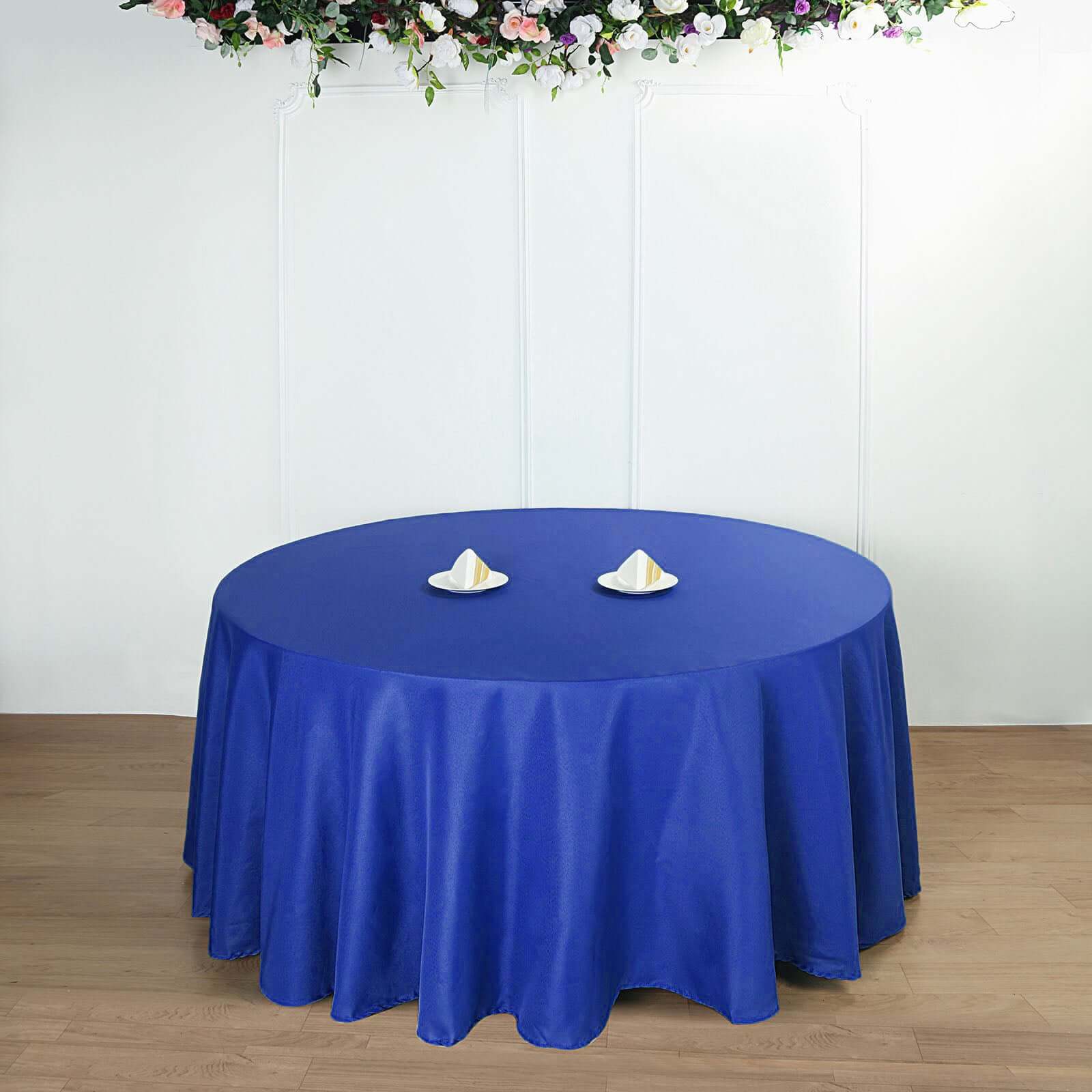 Polyester Round Tablecloth 132" Royal Blue - Seamless Finish Table Cover - Image 2