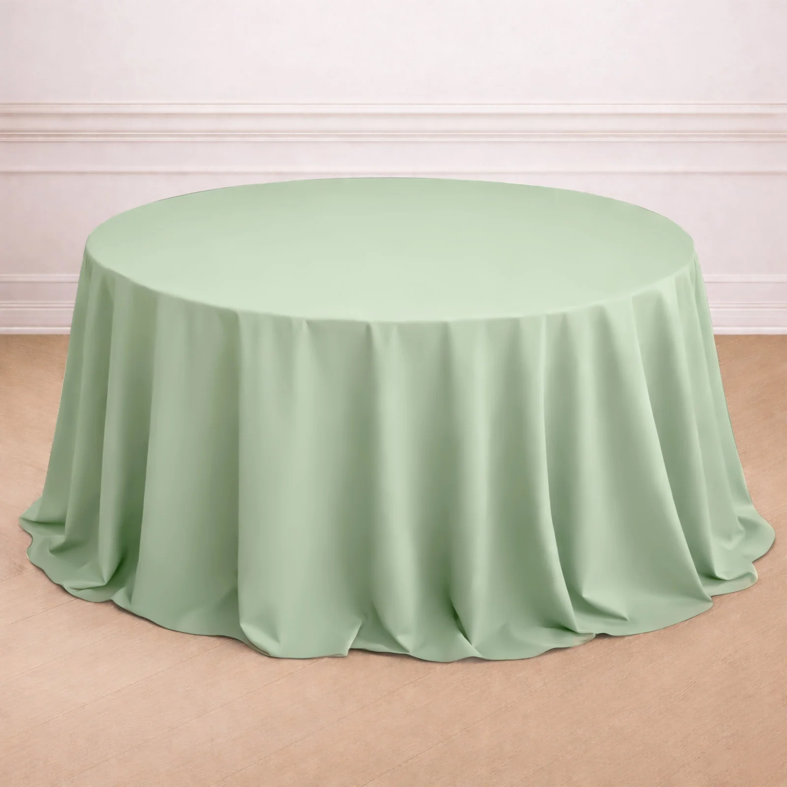 Polyester Round Tablecloth 132" Sage Green - Seamless Finish Table Cover