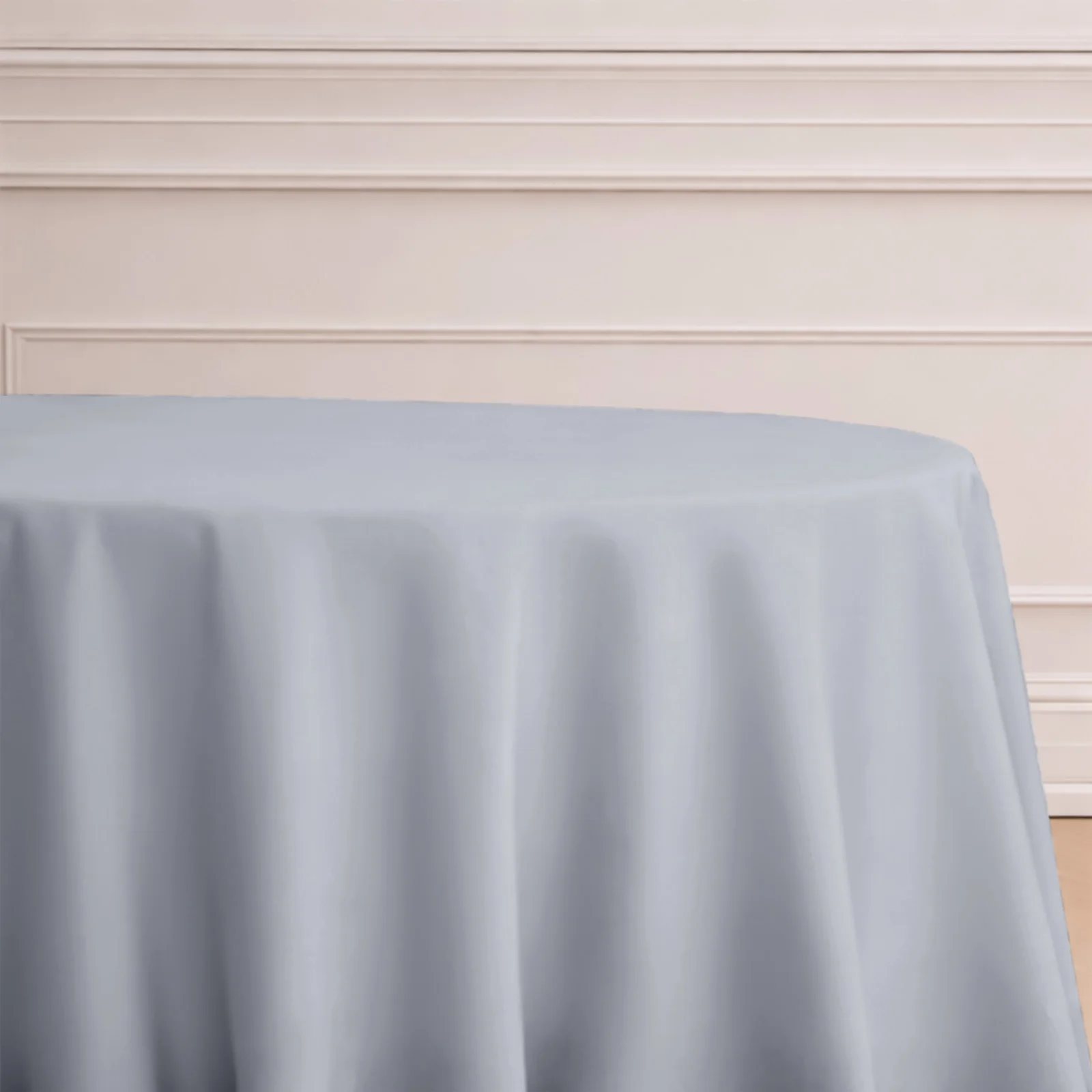 Polyester Round Tablecloth 132" Silver - Seamless Finish Table Cover - Image 5