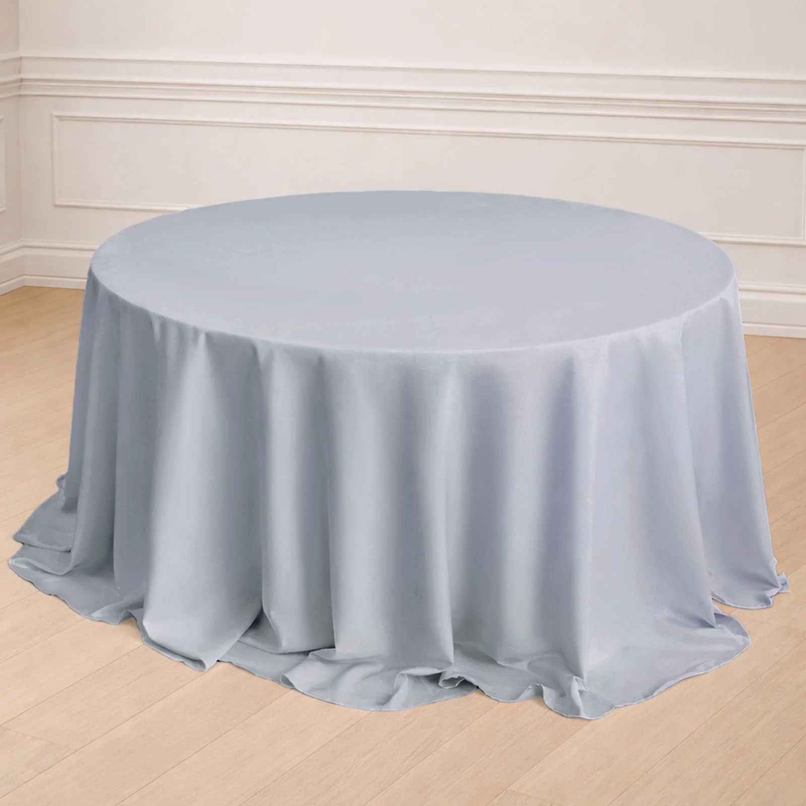 Polyester Round Tablecloth 132" Silver - Seamless Finish Table Cover - Image 6