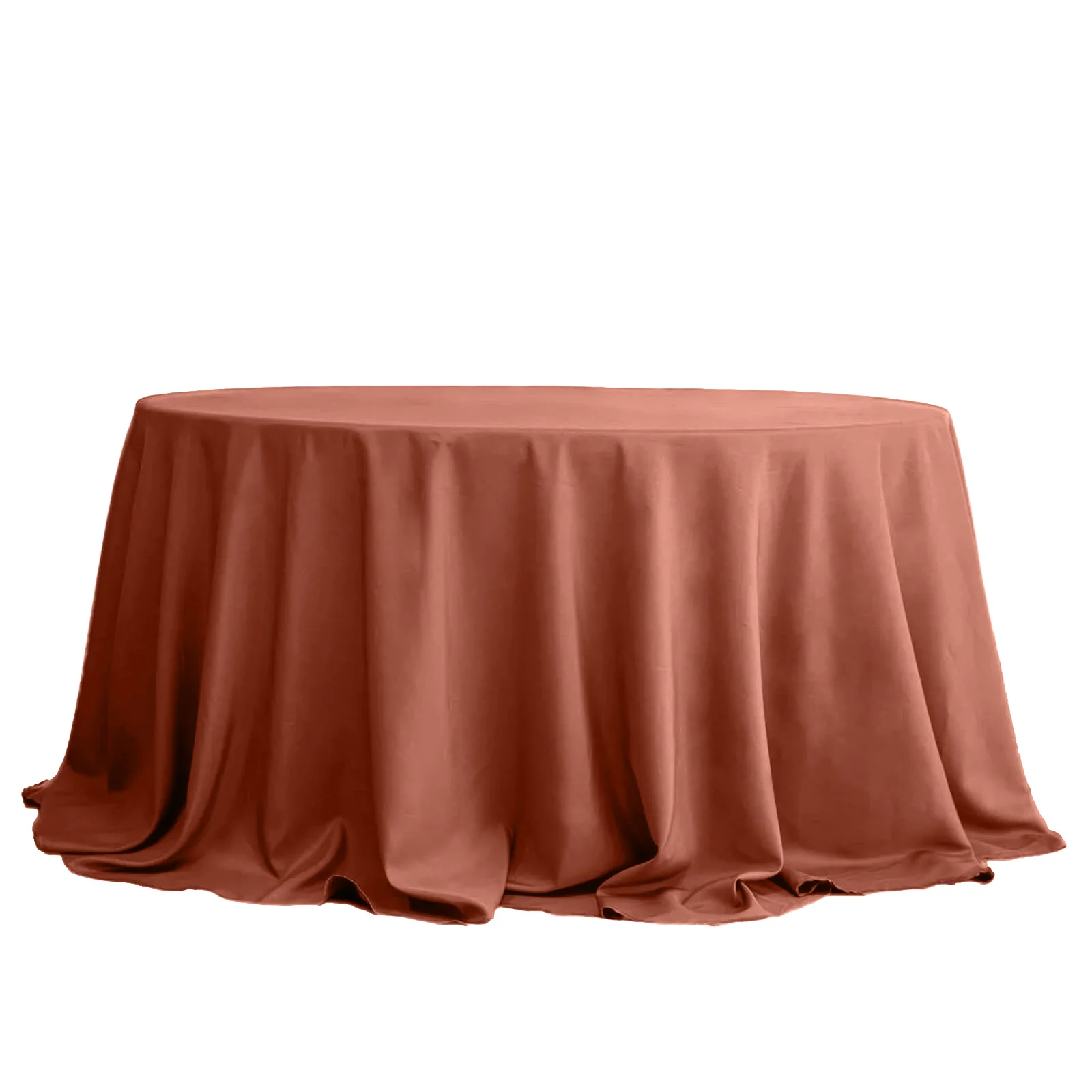 Polyester Round Tablecloth 132" Terracotta (Rust) - Seamless Finish Table Cover - Image 2