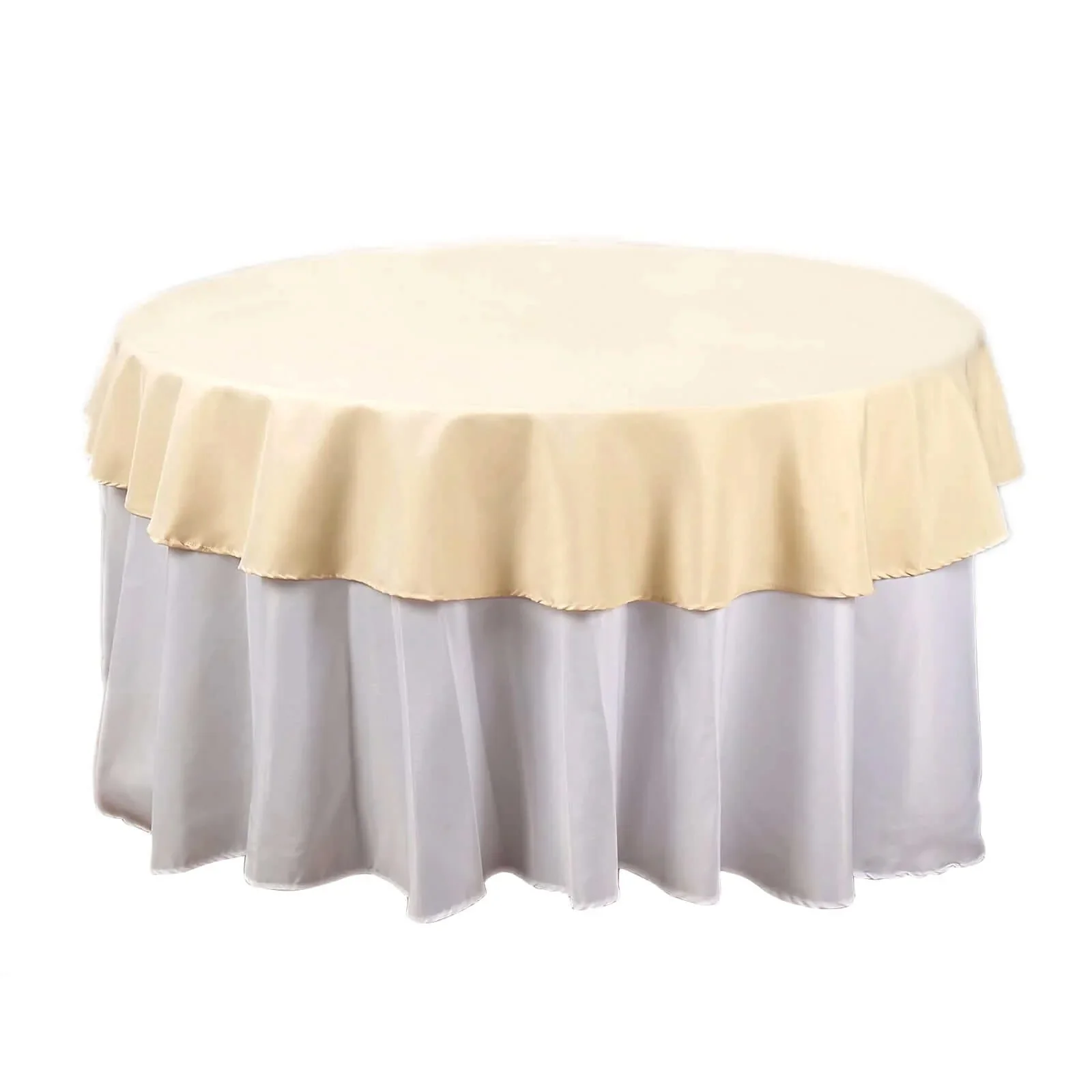 Polyester Round Tablecloth 70" Beige - Linen Texture Table Cover - Image 7
