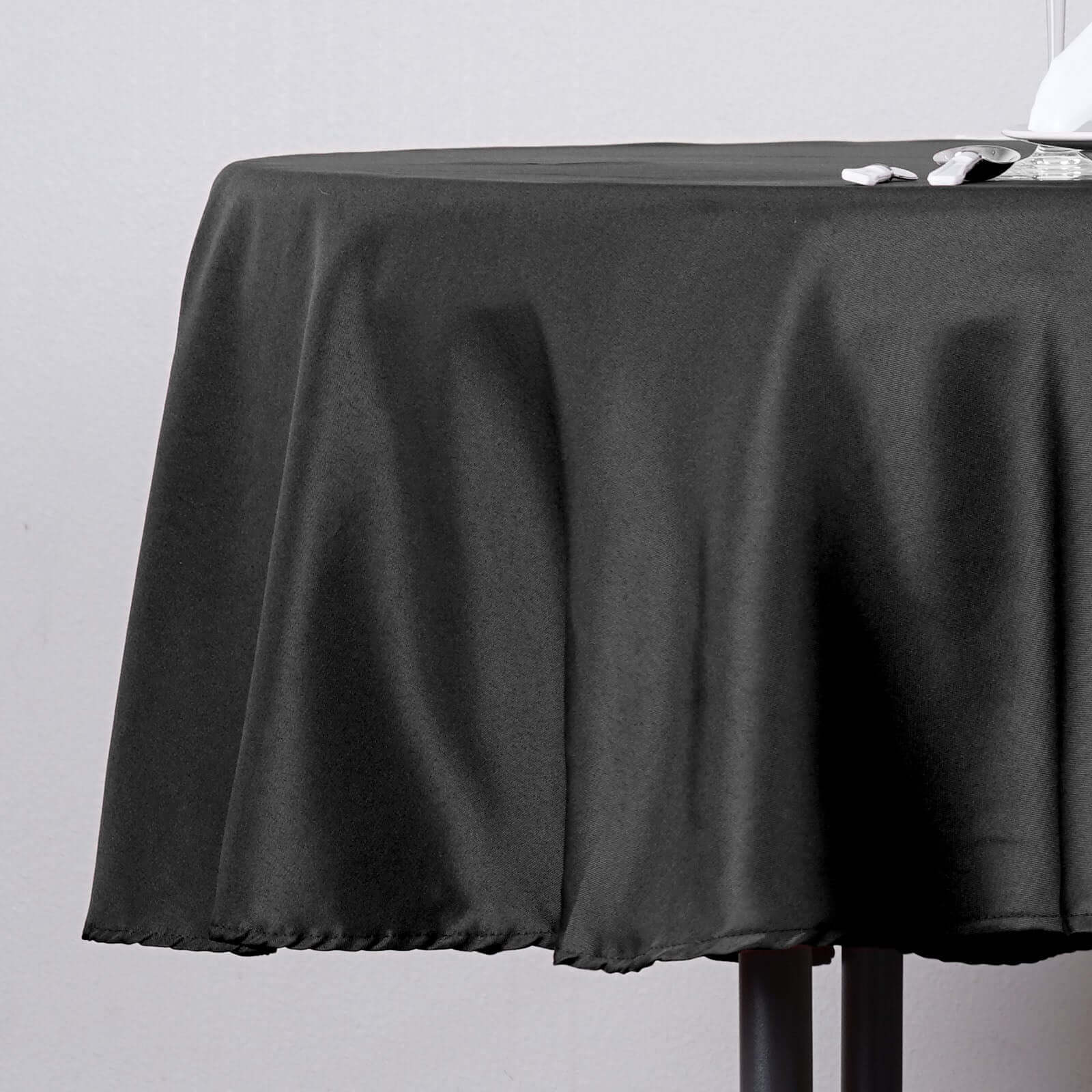 Polyester Round Tablecloth 70" Black - Linen Texture Table Cover - Image 5