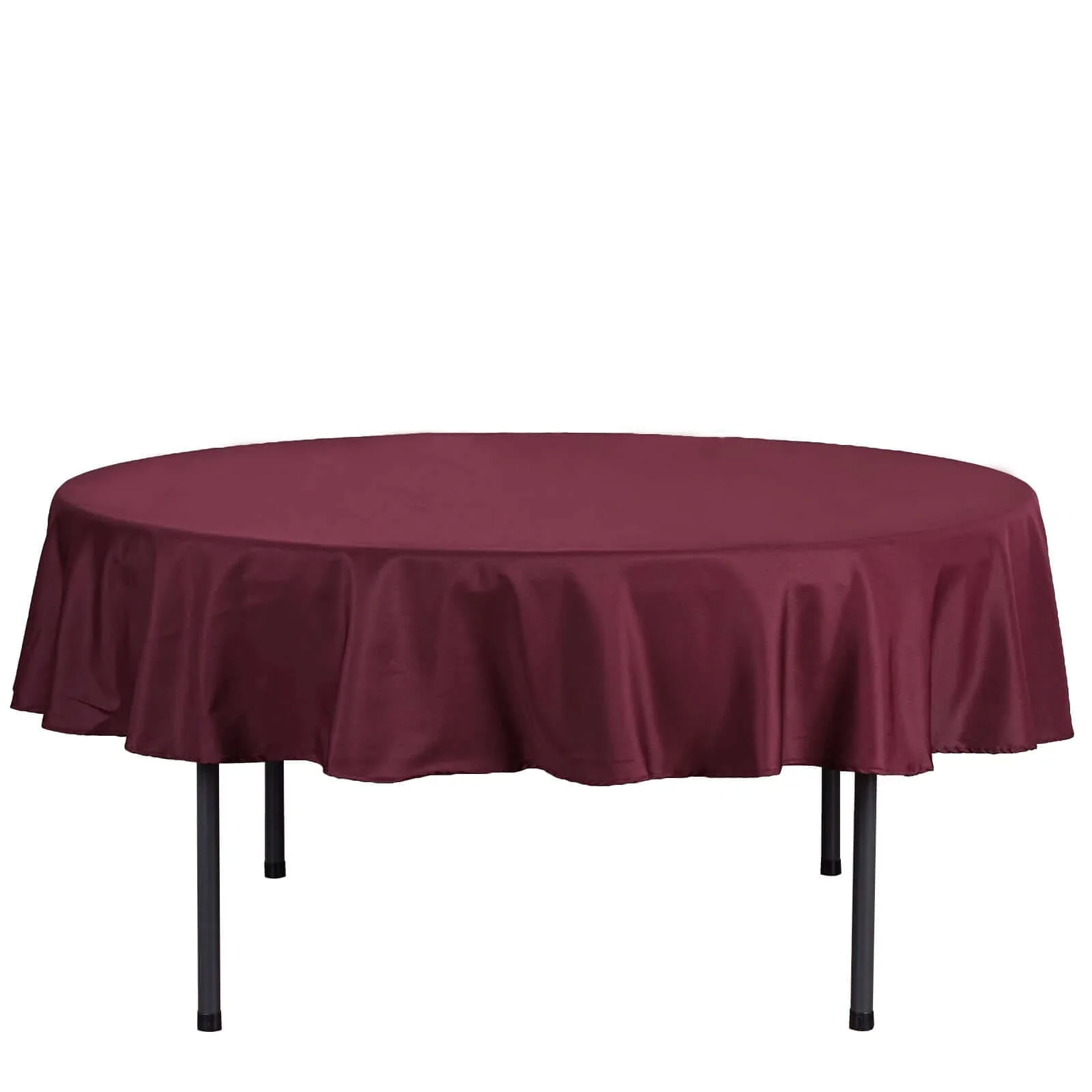 Polyester Round Tablecloth 70" Burgundy - Linen Texture Table Cover - Image 6