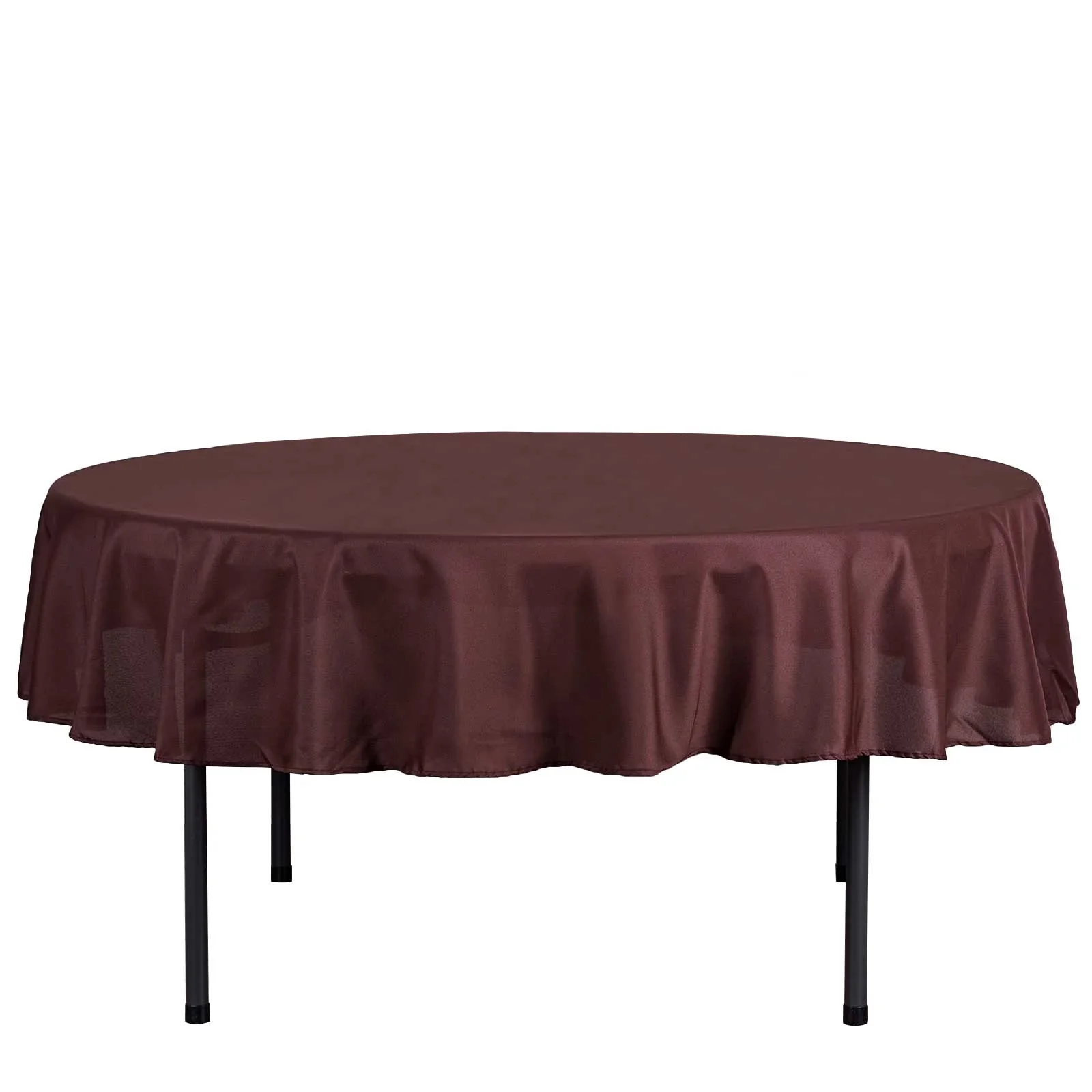 Polyester Round Tablecloth 70" Chocolate - Linen Texture Table Cover - Image 6