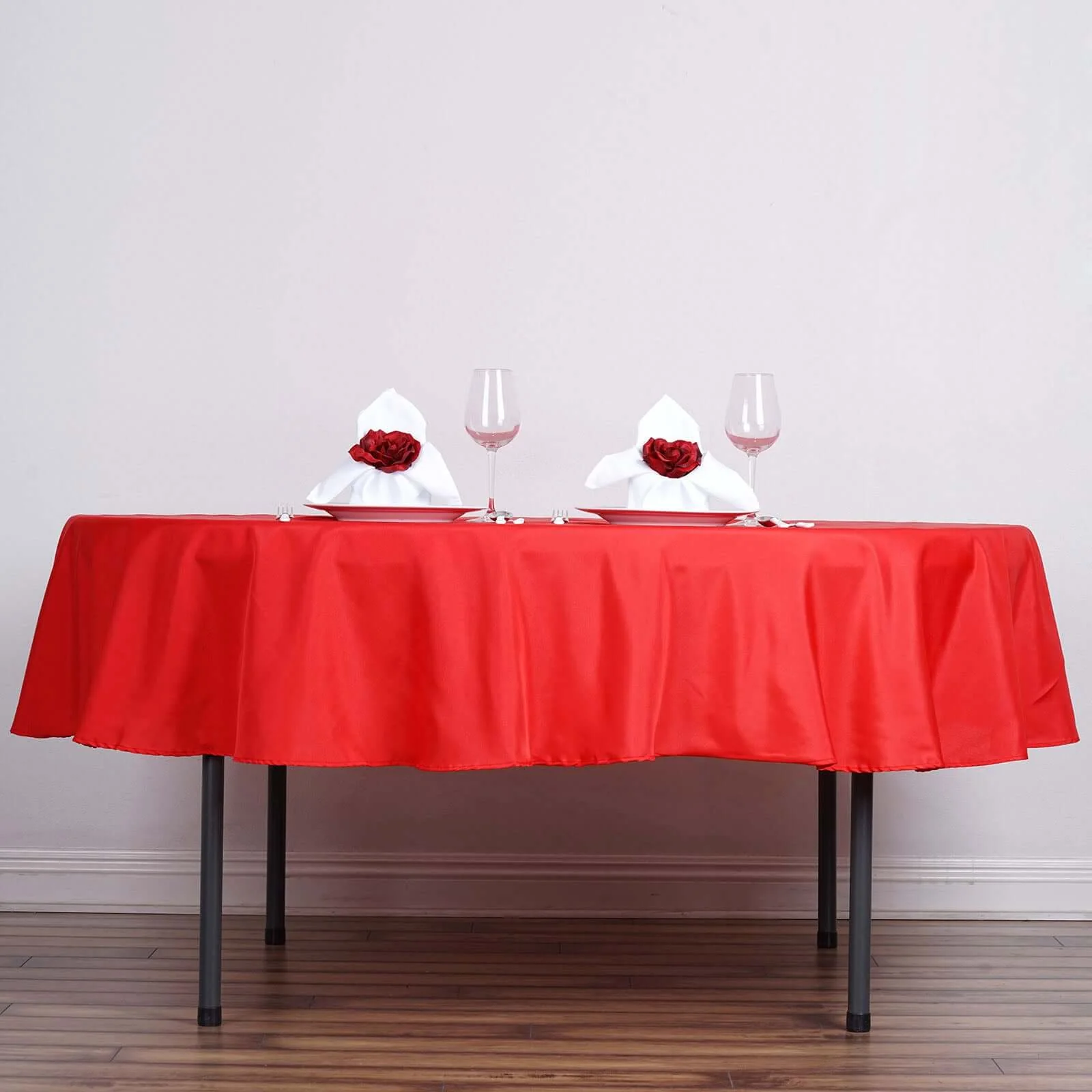 Polyester Round Tablecloth 70" Red - Linen Texture Table Cover