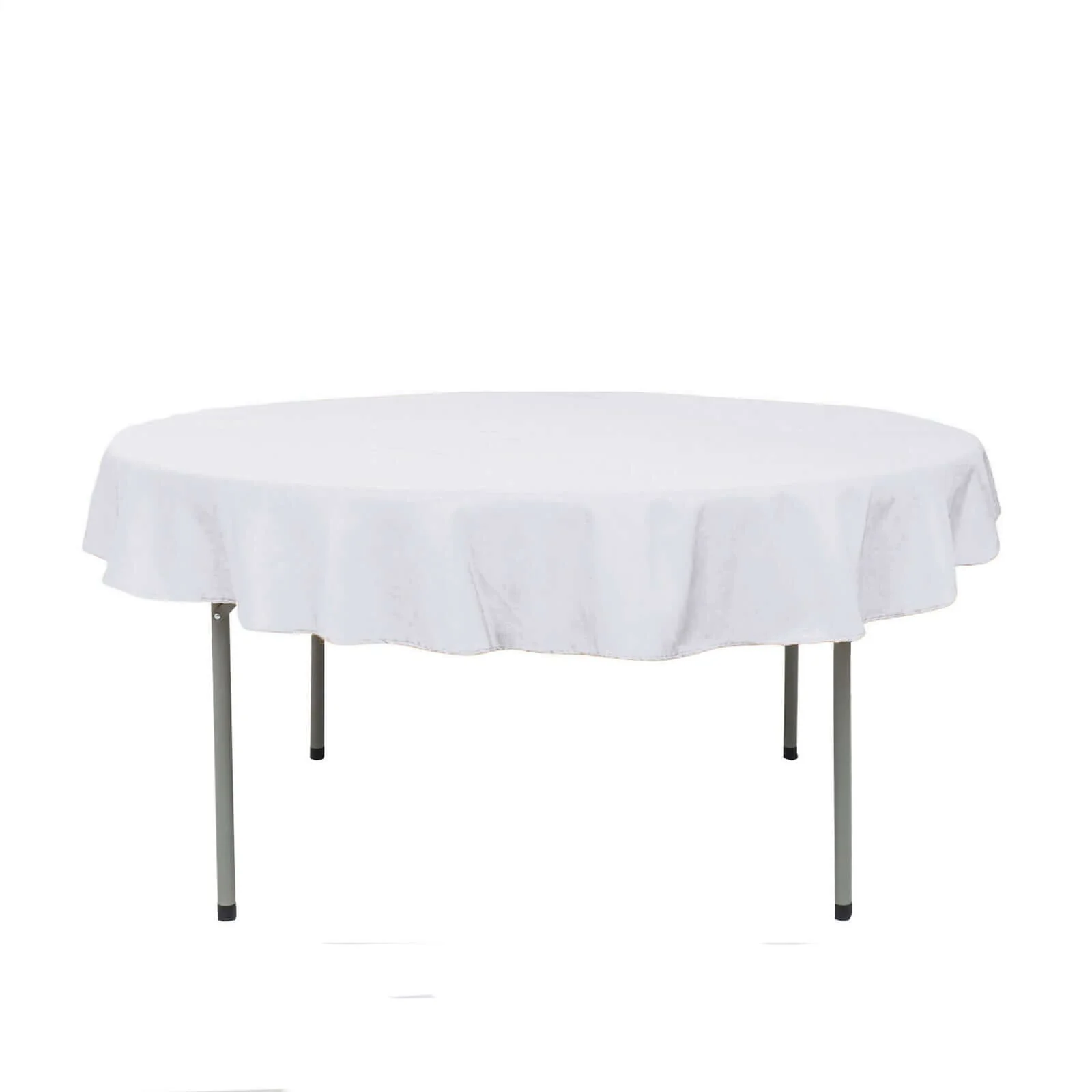Polyester Round Tablecloth 70" White with Linen Texture - Sophisticated Decor for Everyday Use - Image 6