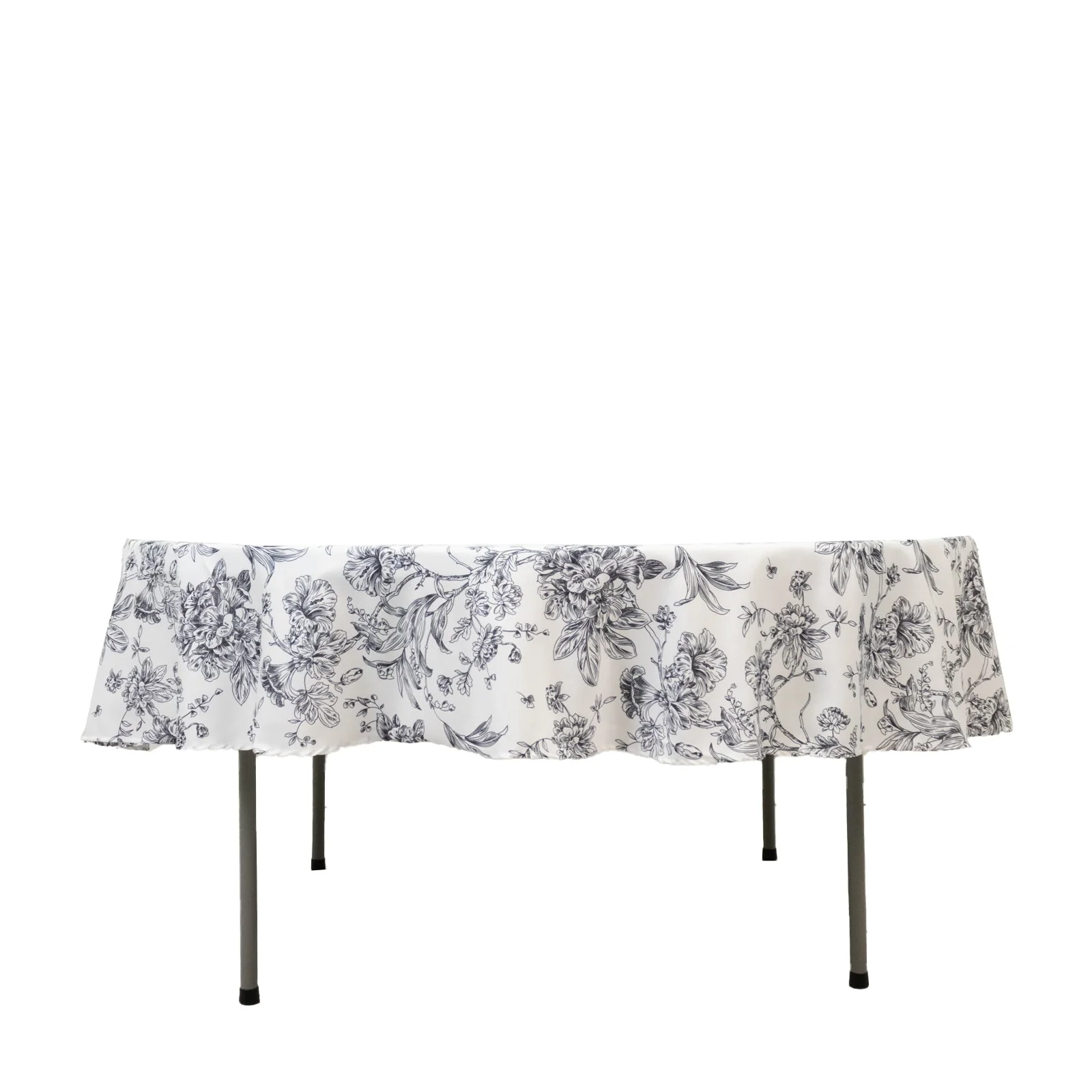 Polyester Round Tablecloth 90" White with Black French Toile Pattern - Sophisticated Table Cover for Chic Weddings & Events - Image 6