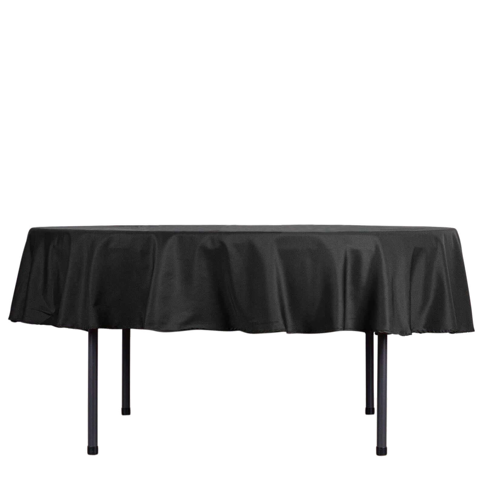 Polyester Round Tablecloth 90" Black with Durable Finish - Perfect for Events & Parties - Image 6