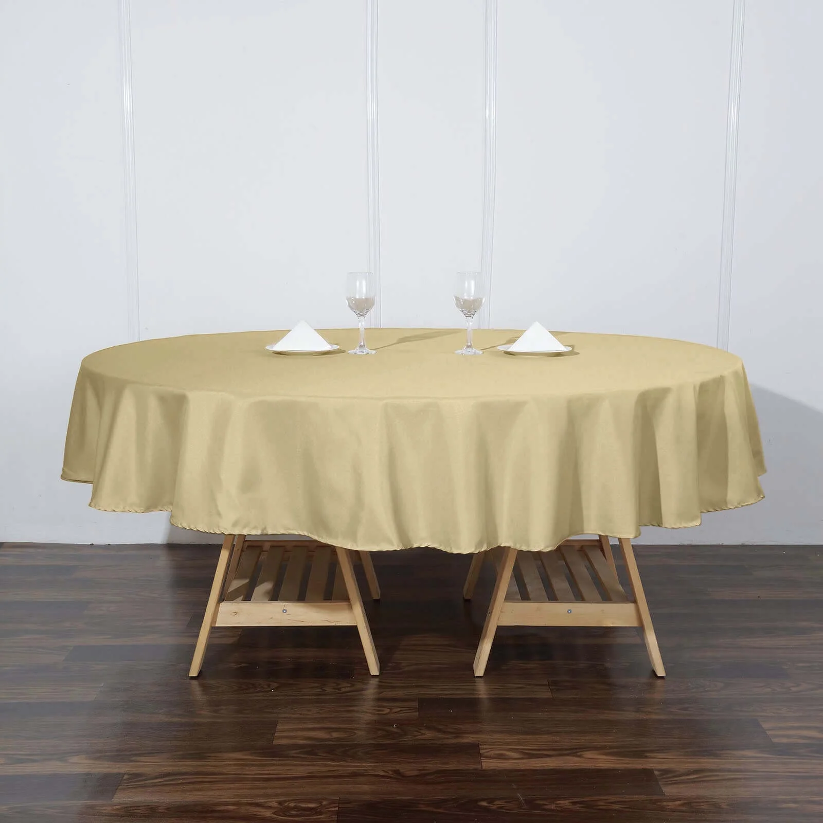 Polyester Round Tablecloth 90" Champagne - Reusable & Durable Table Cover