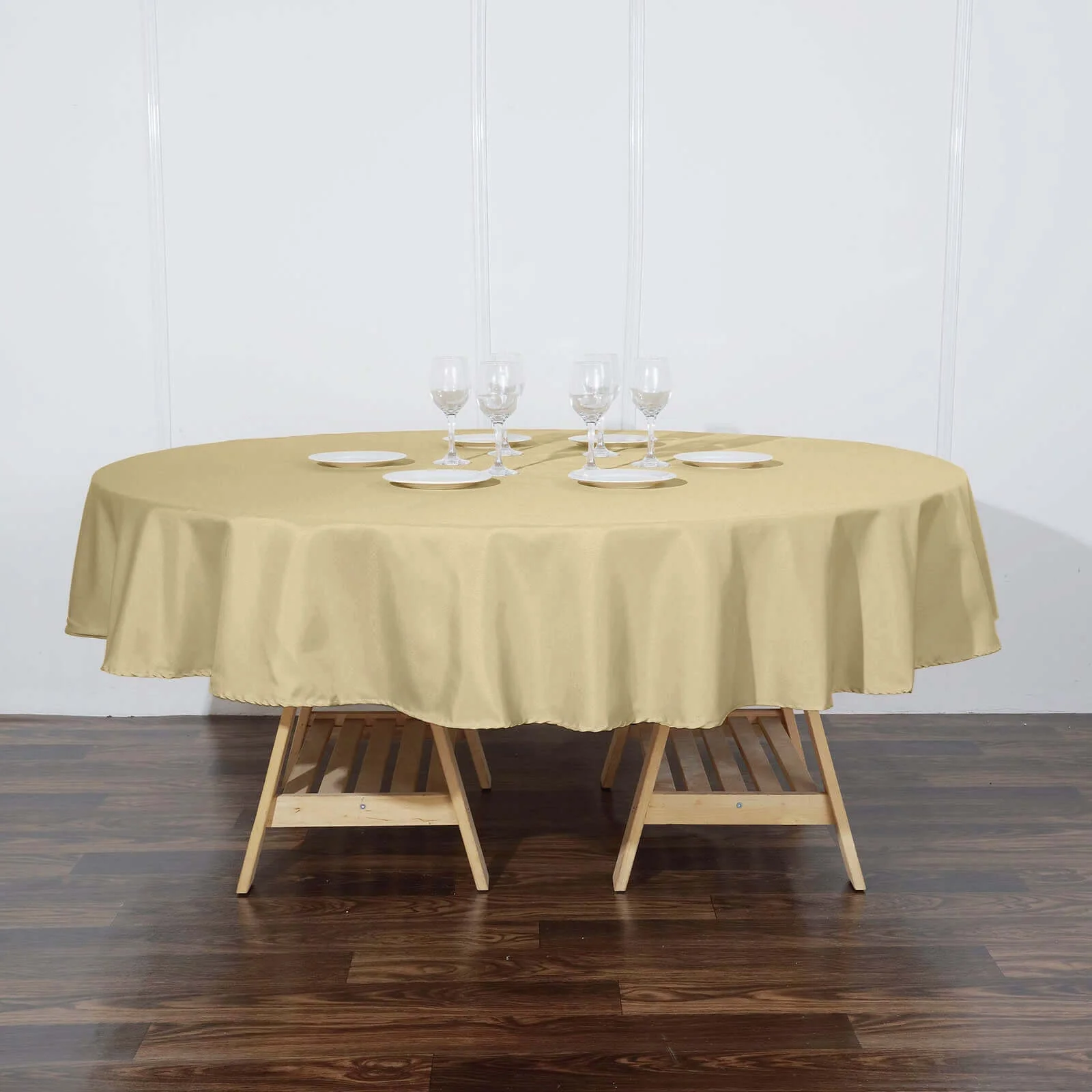 Polyester Round Tablecloth 90" Champagne - Reusable & Durable Table Cover - Image 5
