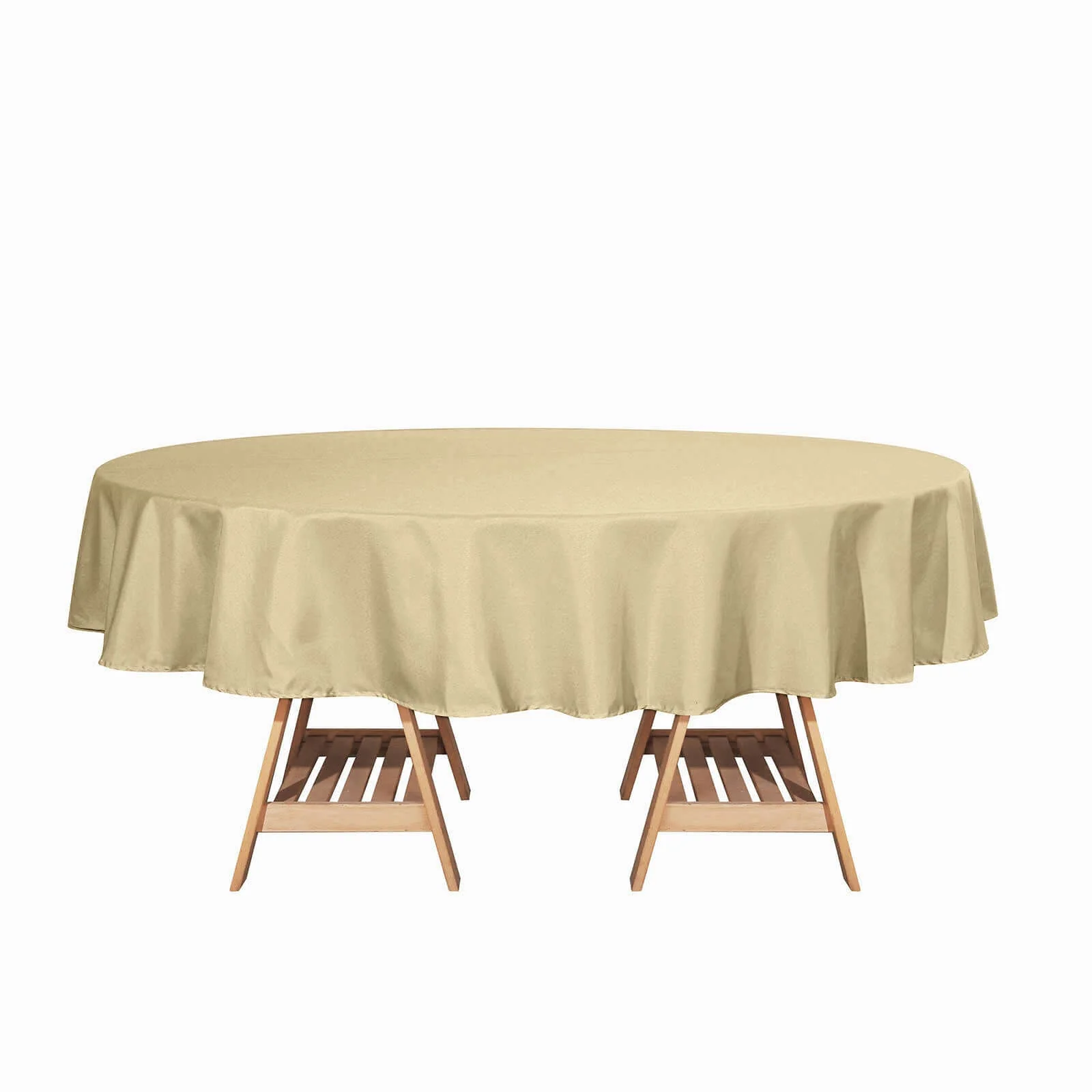 Polyester Round Tablecloth 90" Champagne - Reusable & Durable Table Cover - Image 6
