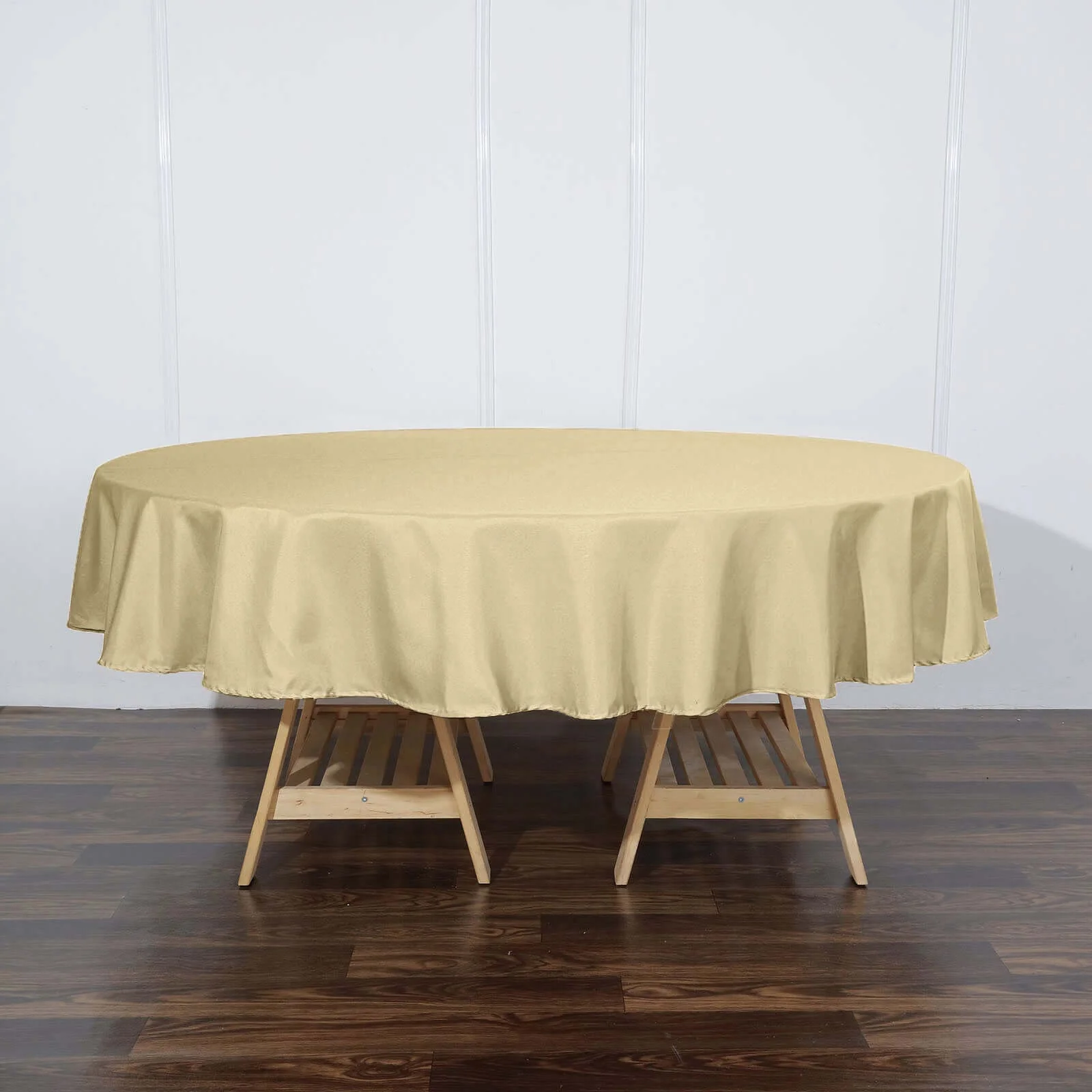 Polyester Round Tablecloth 90" Champagne - Reusable & Durable Table Cover - Image 7