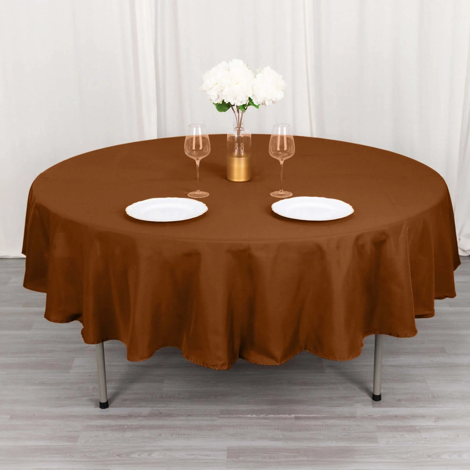Polyester Round Tablecloth 90" Cinnamon Brown - Reusable & Durable Table Cover