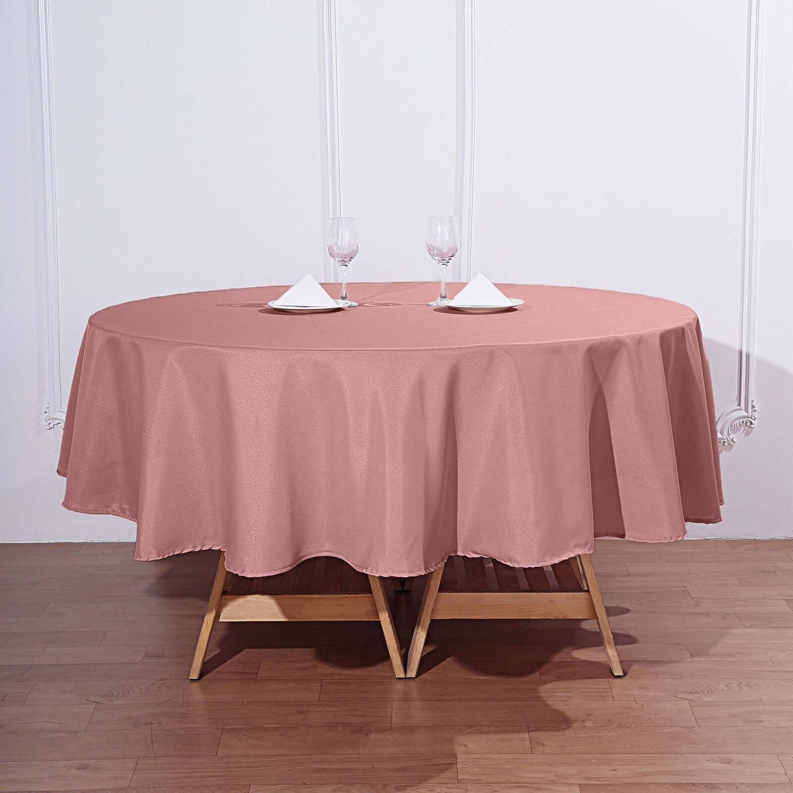 Polyester Round Tablecloth 90" Dusty Rose - Reusable & Durable Table Cover