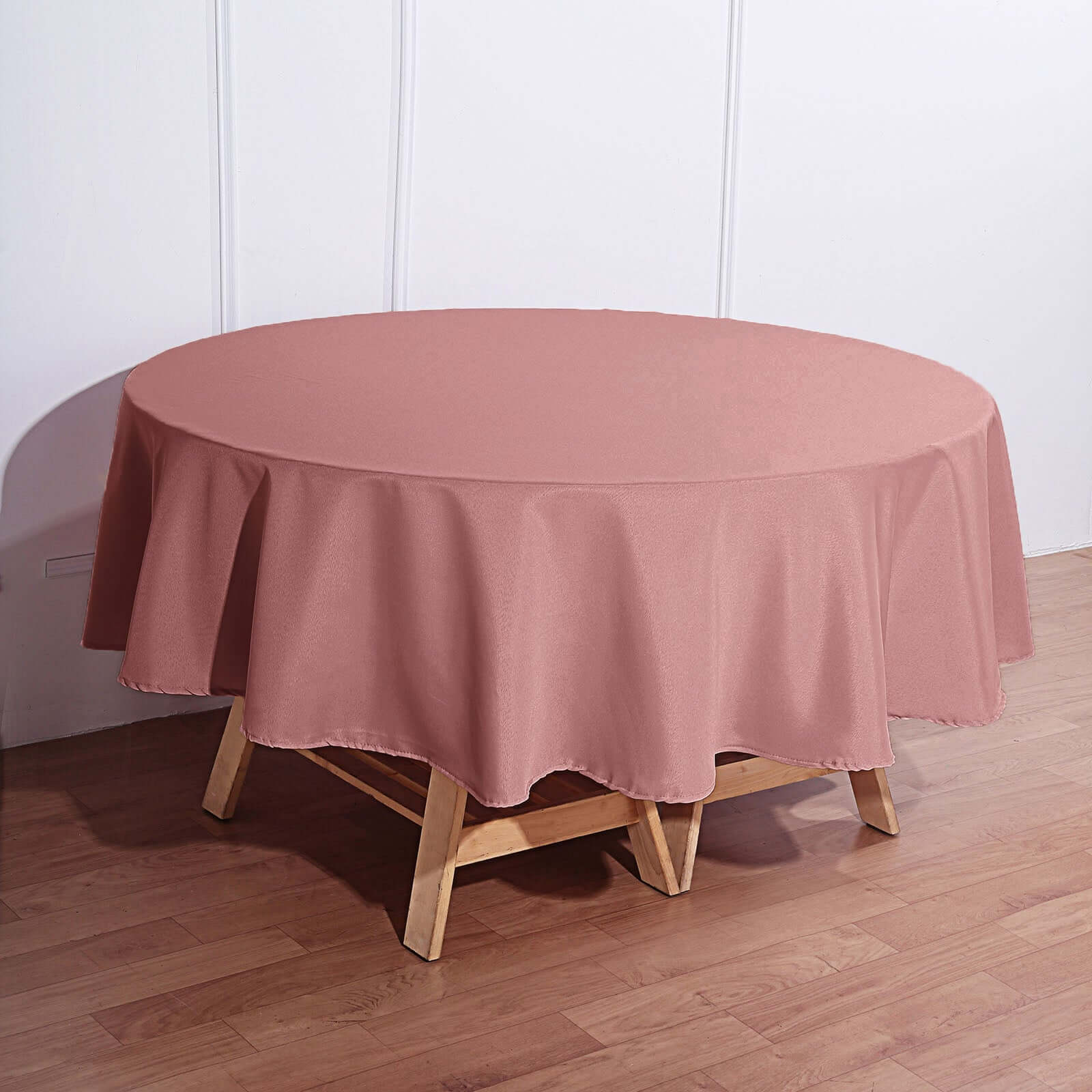 Polyester Round Tablecloth 90" Dusty Rose - Reusable & Durable Table Cover - Image 7