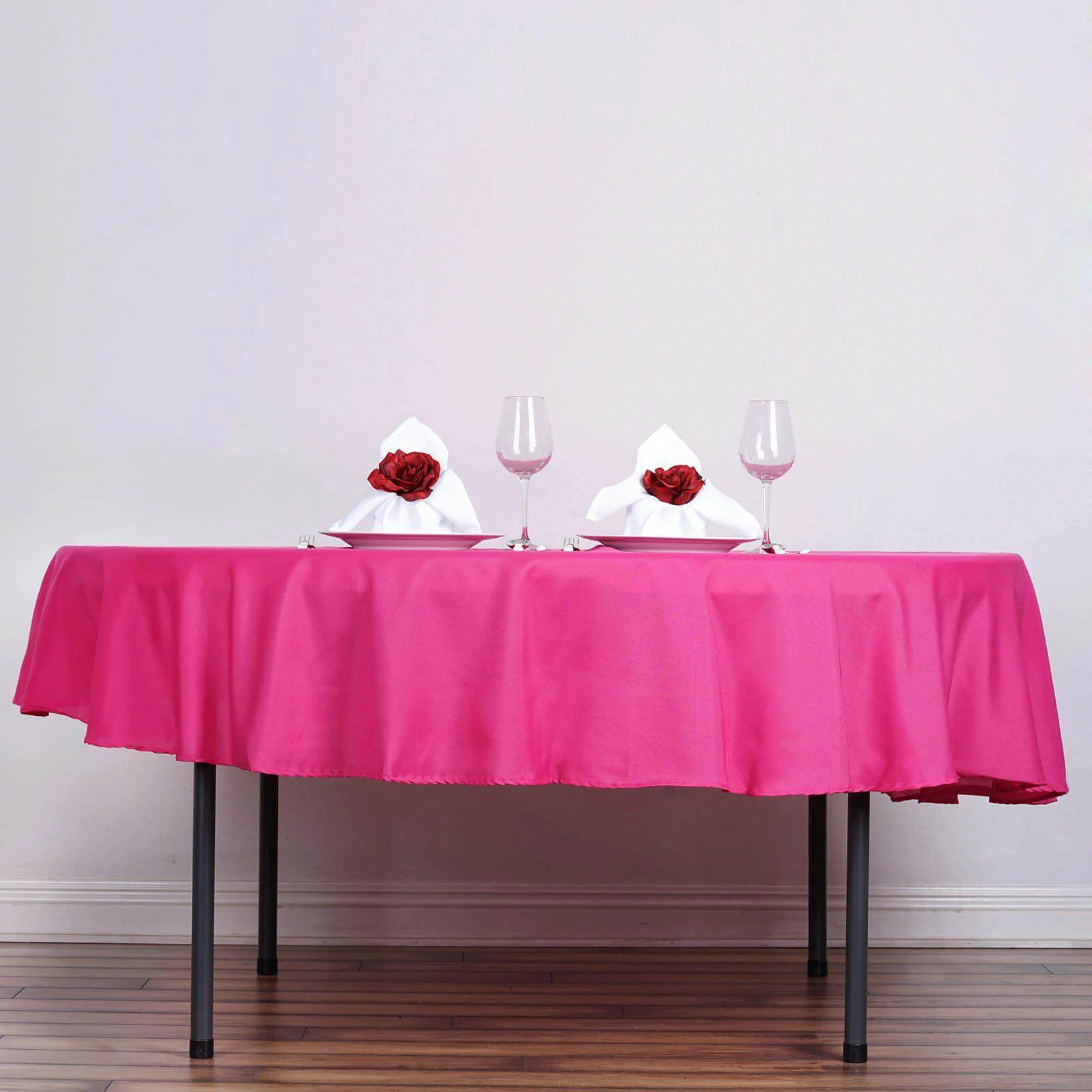 Polyester Round Tablecloth 90" Fuchsia - Reusable & Durable Table Cover - Image 2