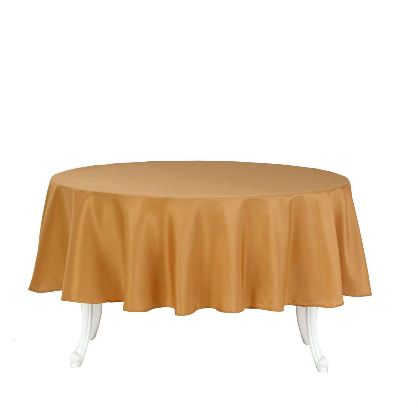 Polyester Round Tablecloth 90" Gold with Durable Finish - Perfect for Events & Parties - Image 6