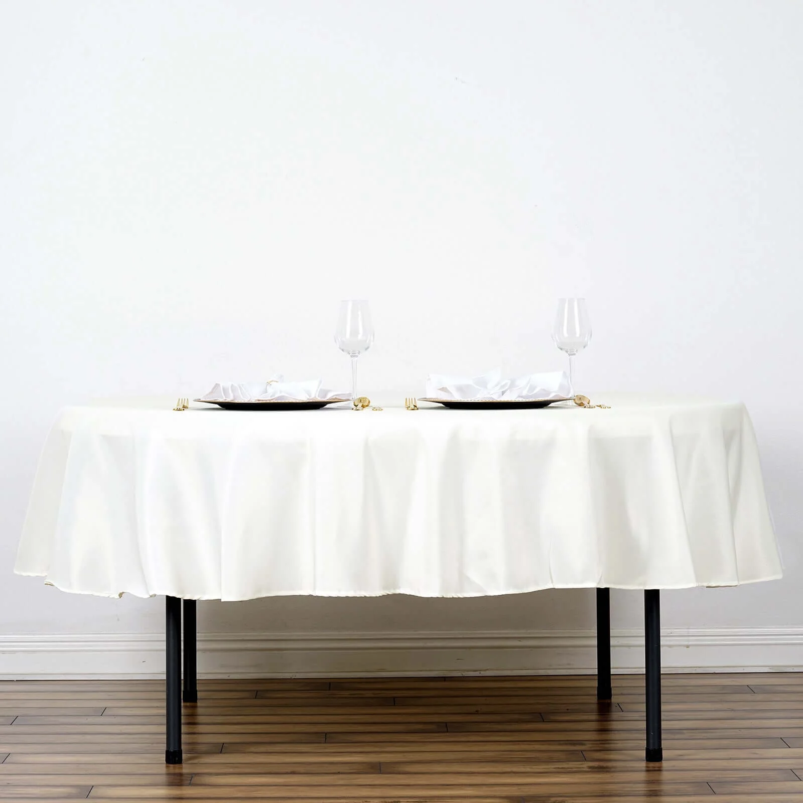 Polyester Round Tablecloth 90" Ivory - Reusable & Durable Table Cover - Image 3