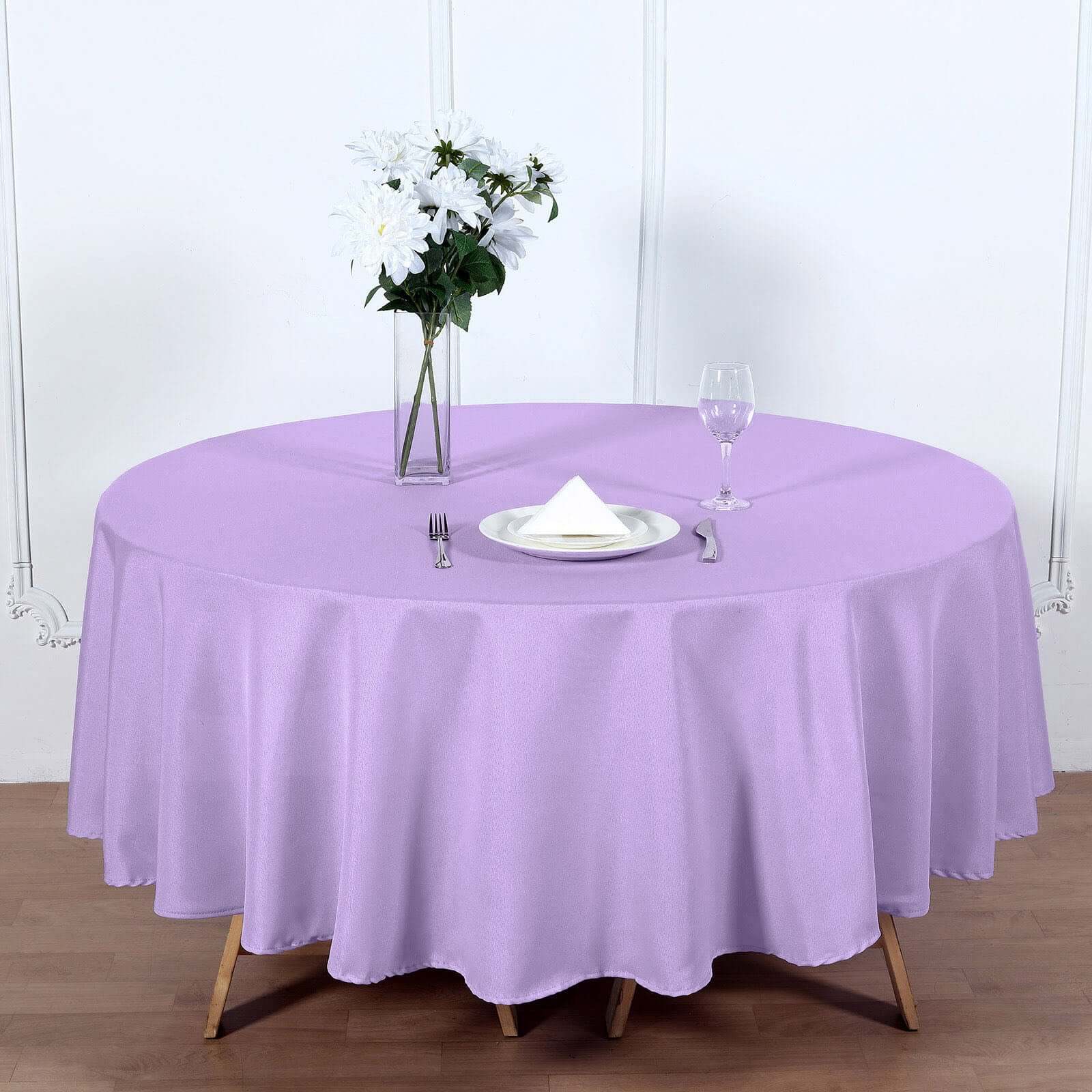 Polyester Round Tablecloth 90" Lavender Lilac - Reusable & Durable Table Cover - Image 2