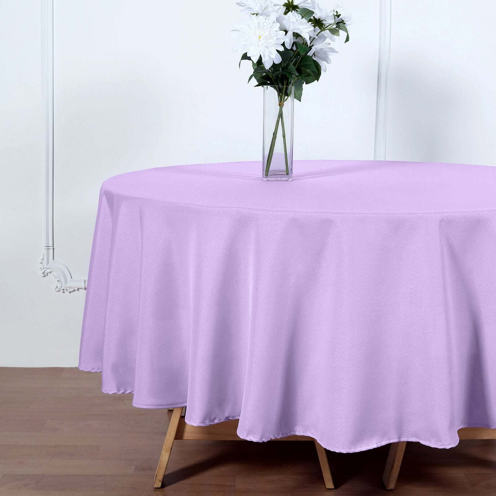 Polyester Round Tablecloth 90" Lavender Lilac - Reusable & Durable Table Cover - Image 5