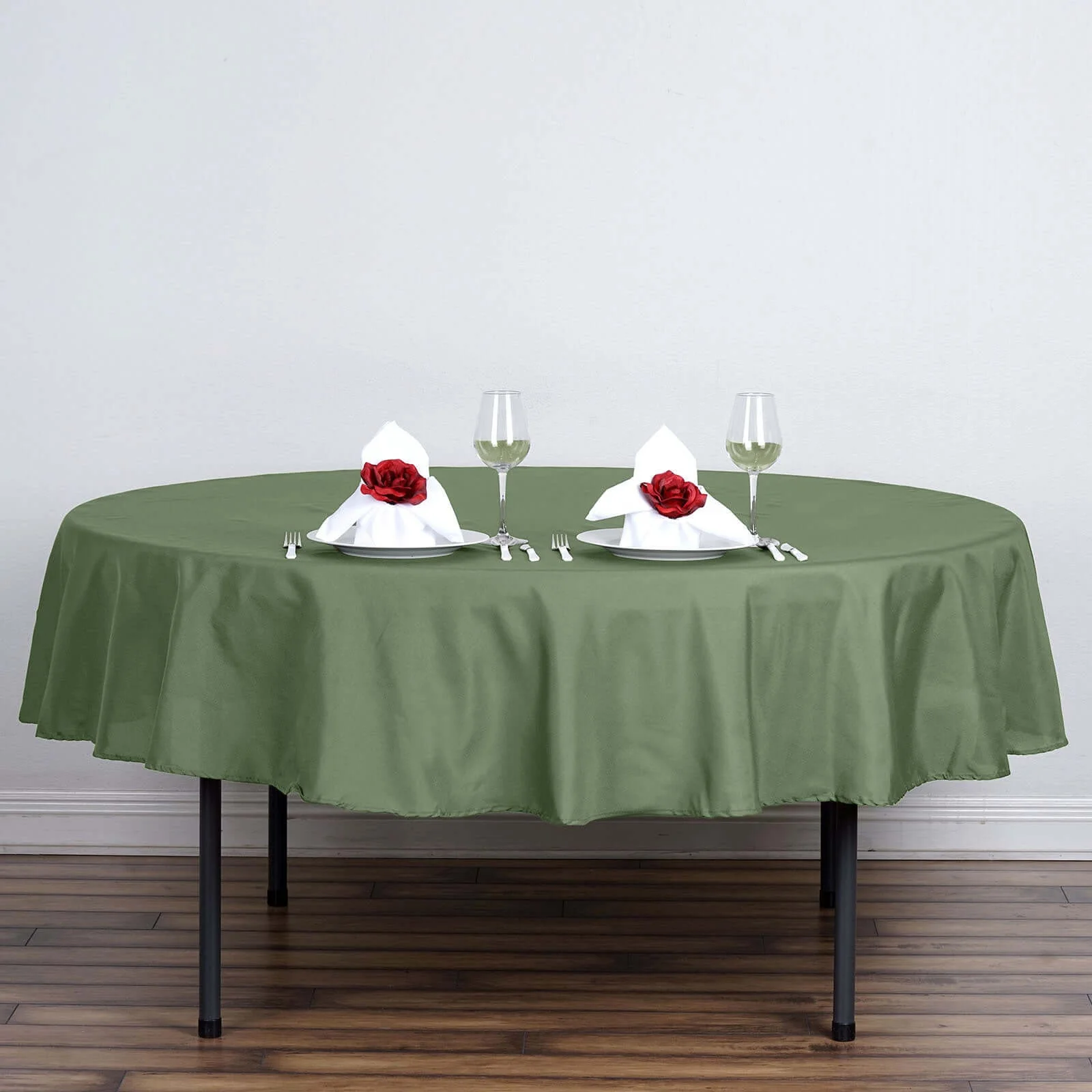 Polyester Round Tablecloth 90" Olive Green - Reusable & Durable Table Cover