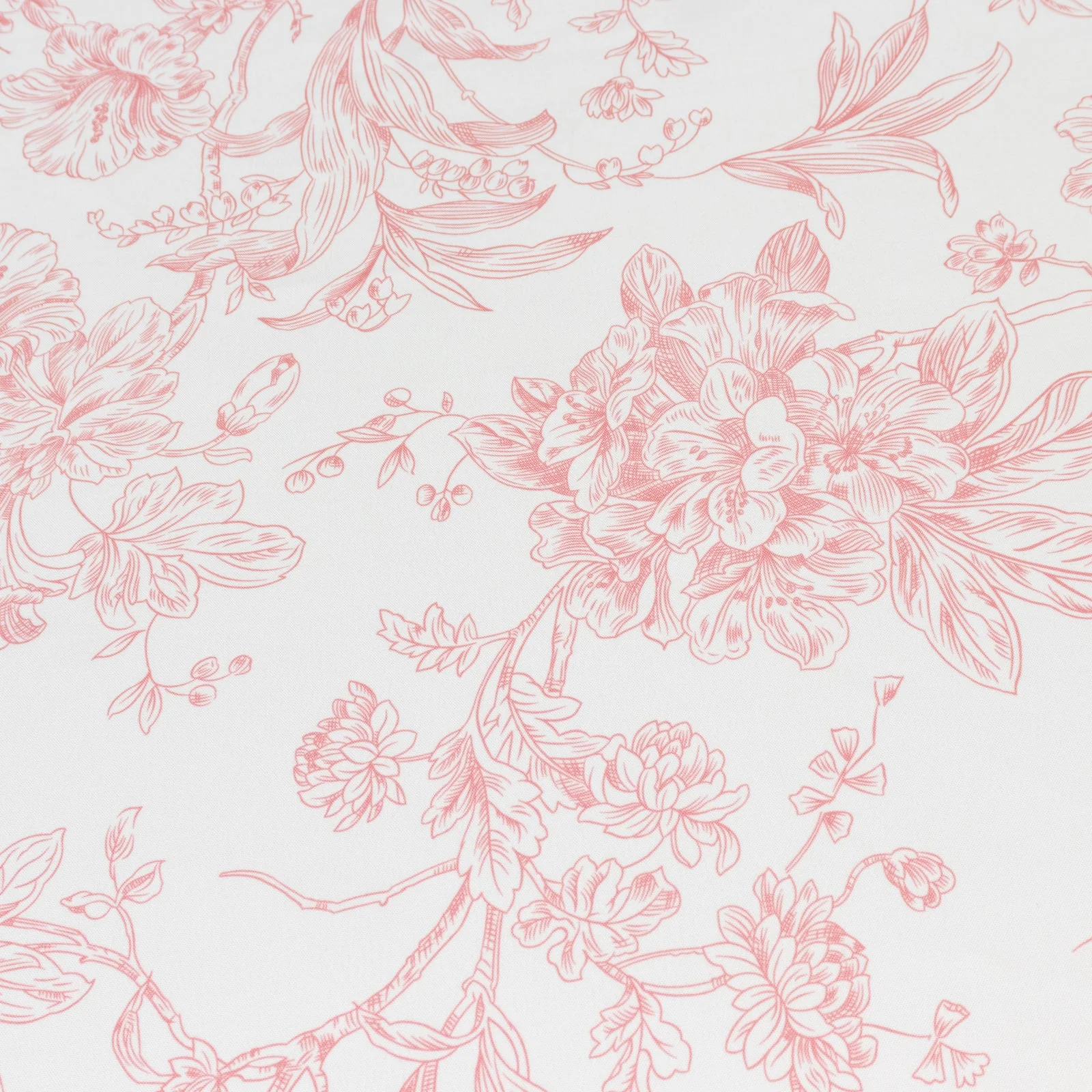 Polyester Round Tablecloth 90" White with Pink French Toile Pattern - Sophisticated Table Cover for Chic Weddings & Events - Image 5