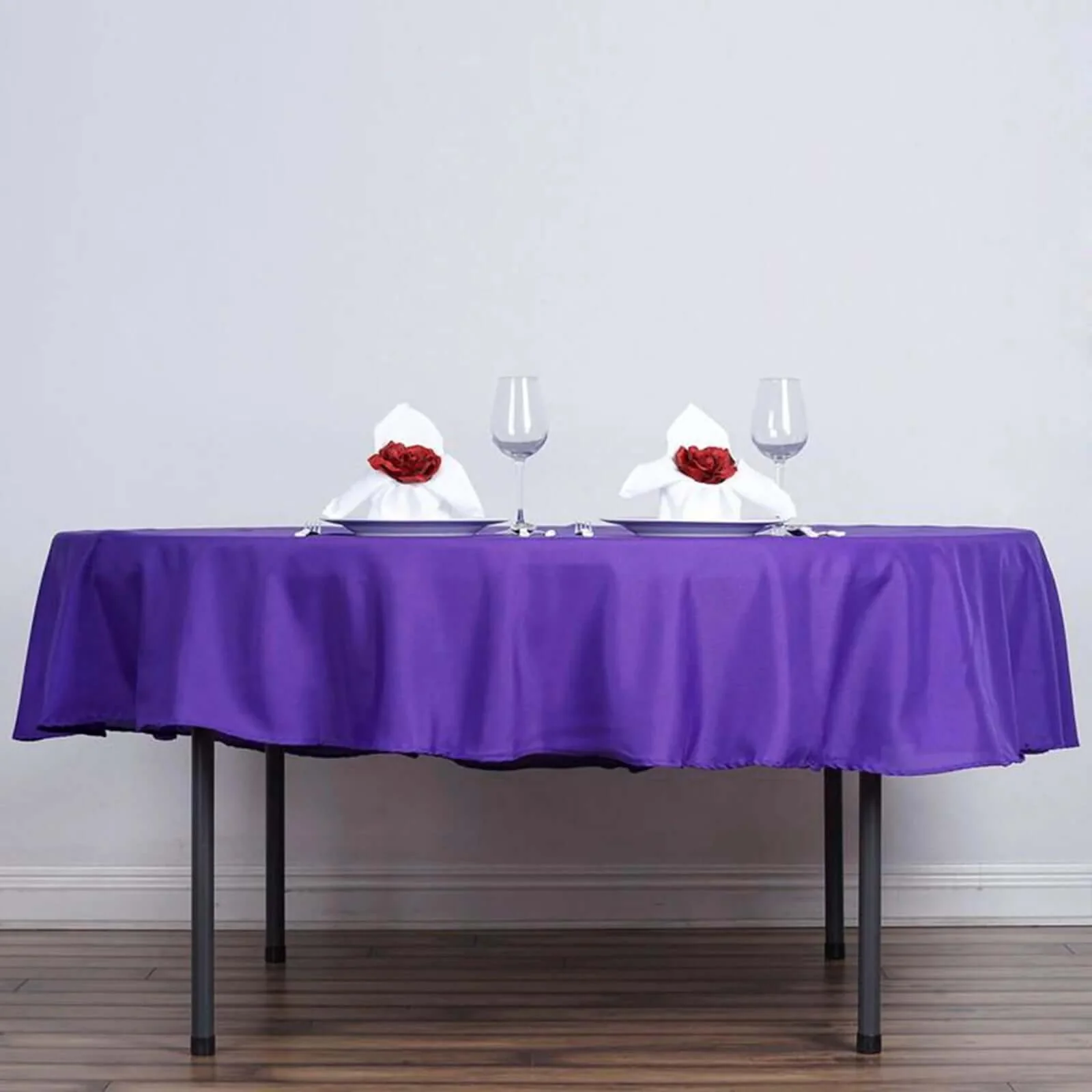 Polyester Round Tablecloth 90" Purple - Reusable & Durable Table Cover - Image 2