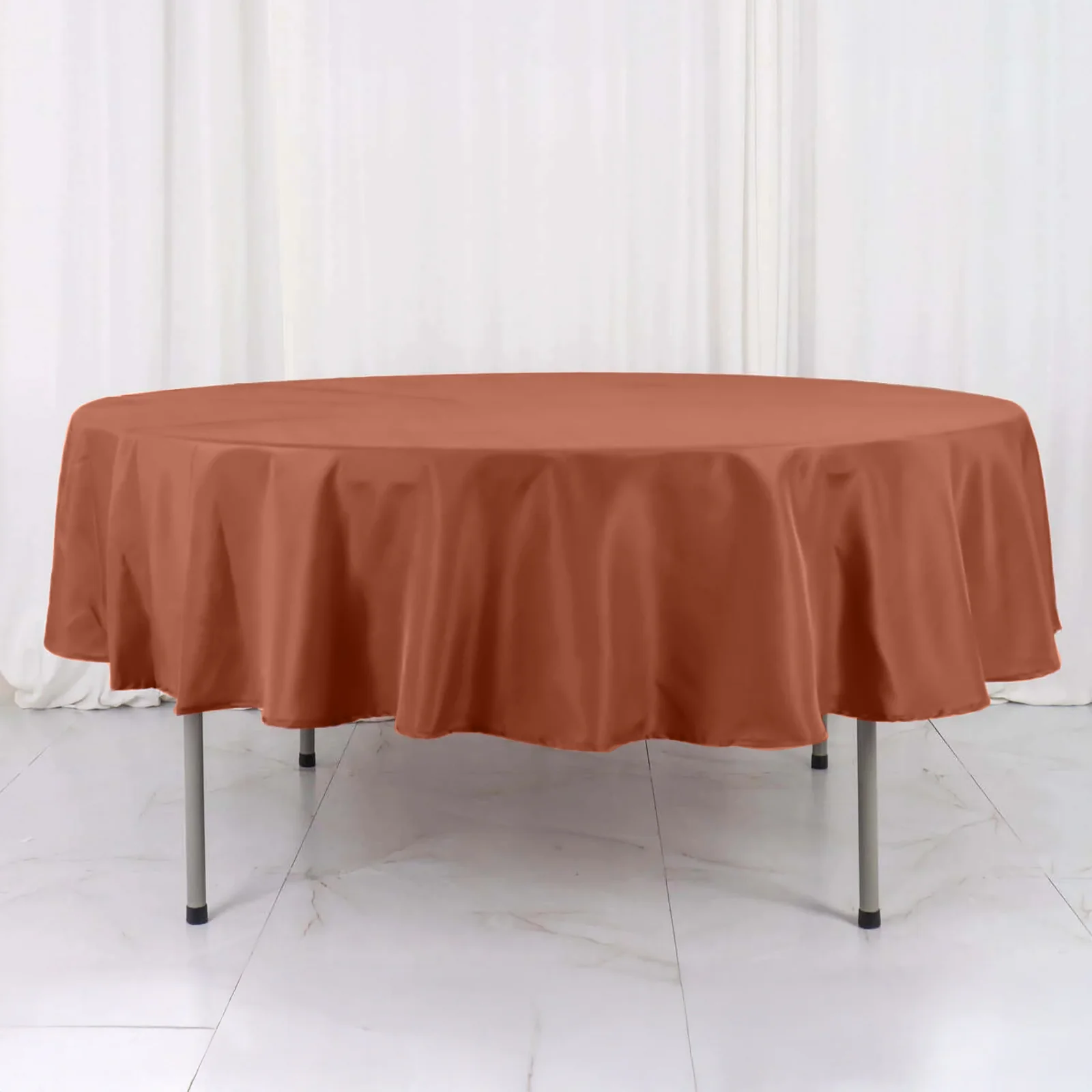 Polyester Round Tablecloth 90" Terracotta (Rust) - Reusable & Durable Table Cover