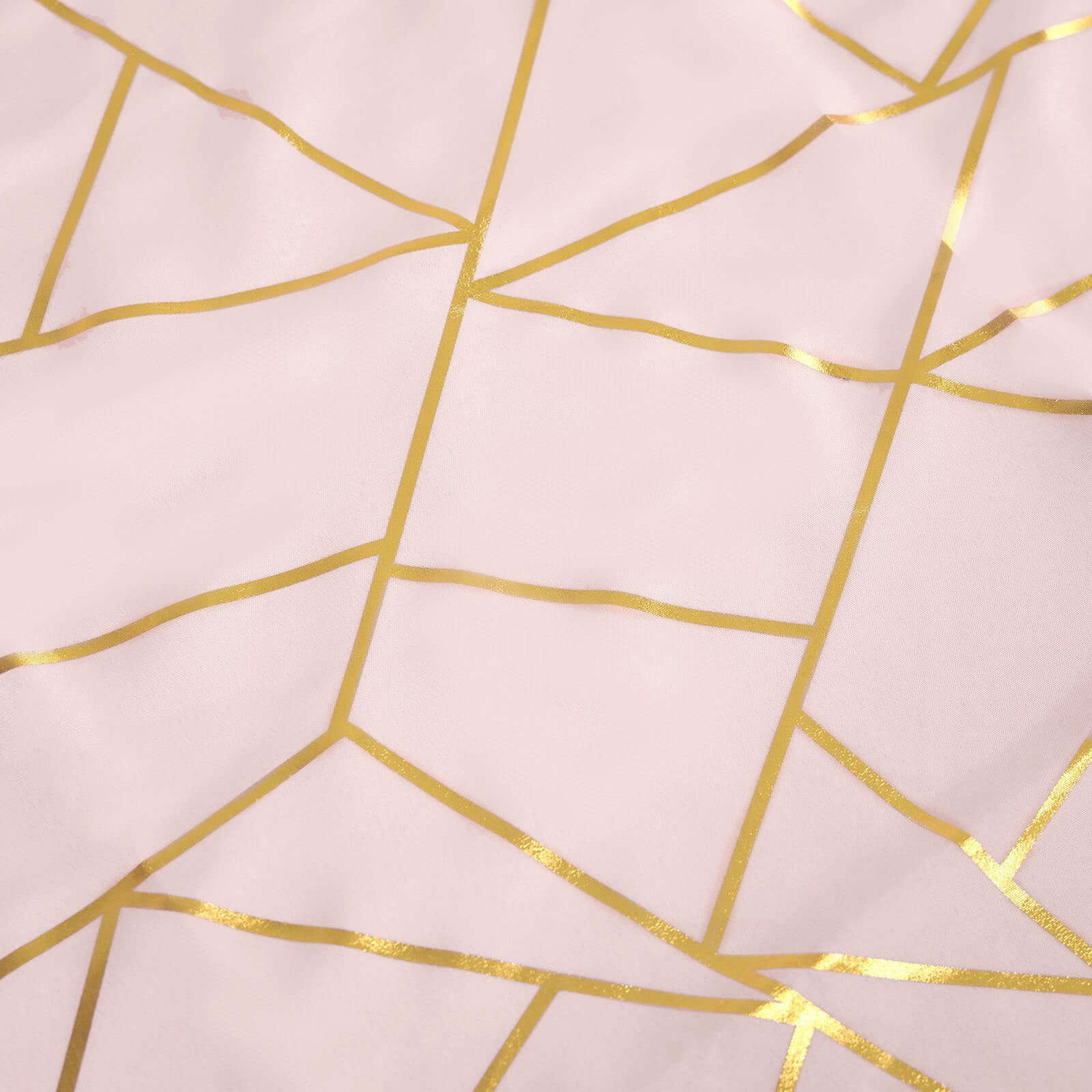 Polyester Square Overlay Tablecloth 54"x54" Blush with Gold Foil Geometric Pattern - Wrinkle-Resistant & Durable Table Topper - Image 8